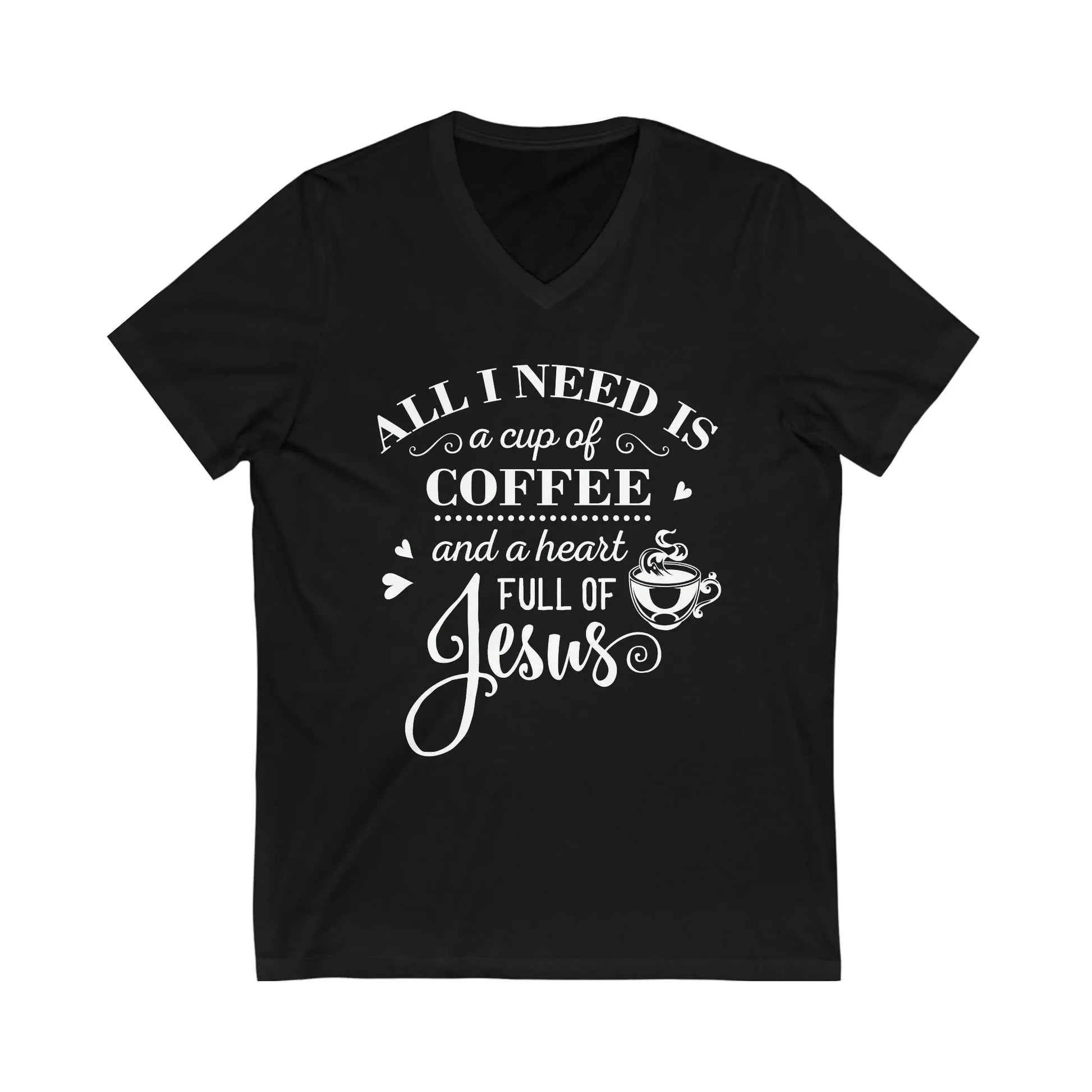 Coffee and Jesus Short Sleeve V-Neck Tee - Amazing Faith Designs