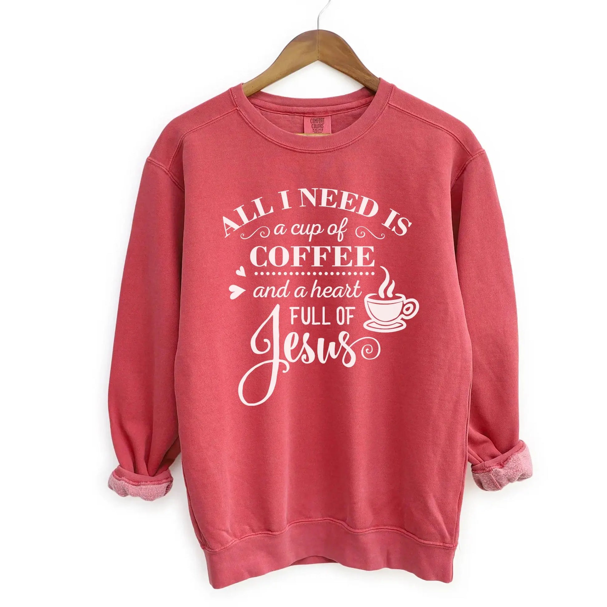 Coffee and Jesus Unisex Comfort Colors Sweatshirt Printify