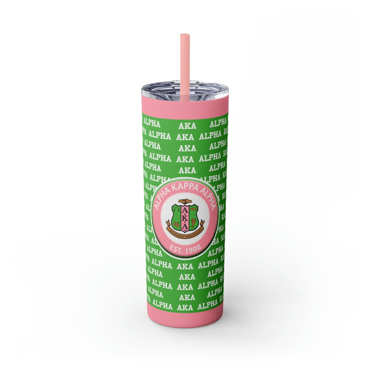 College Sorority Skinny Tumbler with Straw, 20oz Printify