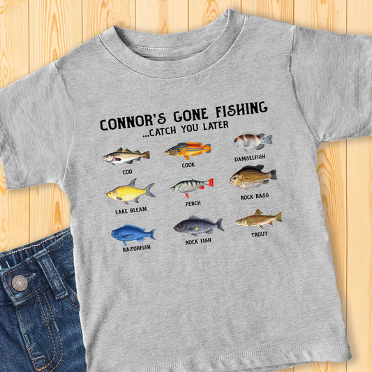 Gone Fishing Personalized Toddler T-shirt - Amazing Faith Designs