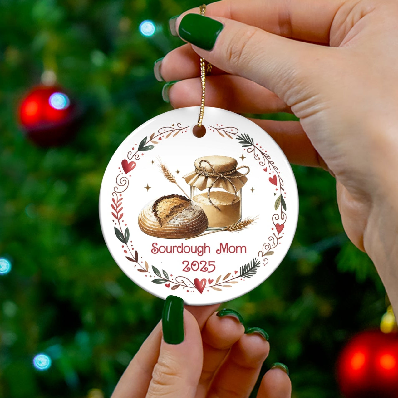 Sourdough Baker's 2025 Christmas Ceramic Ornament - Amazing Faith Designs