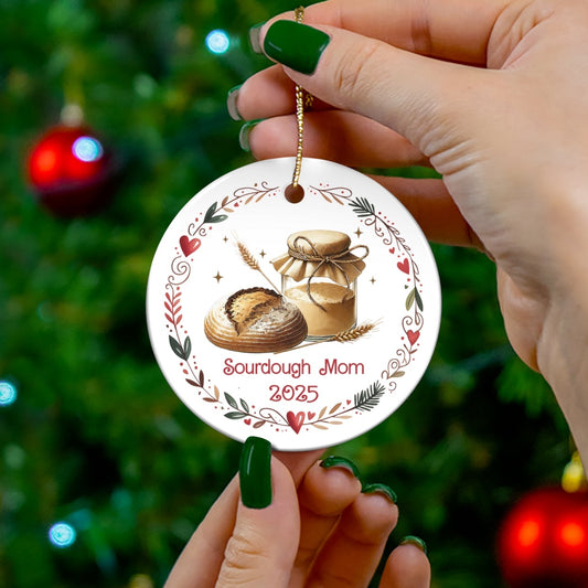 Sourdough Baker's 2025 Christmas Ceramic Ornament - Amazing Faith Designs