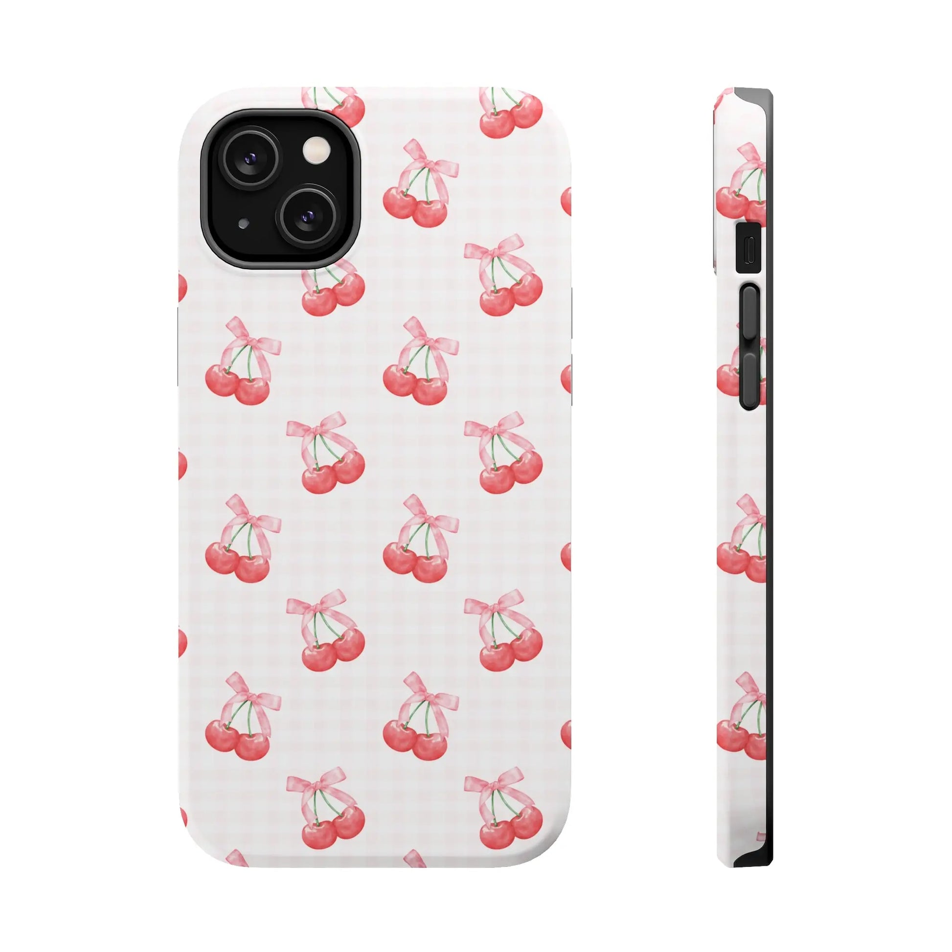 Coquette Magsafe Phone Case | Red Cherry Pink Bows Printify