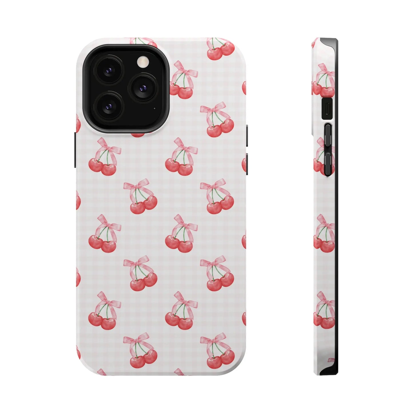 Coquette Magsafe Phone Case | Red Cherry Pink Bows Printify