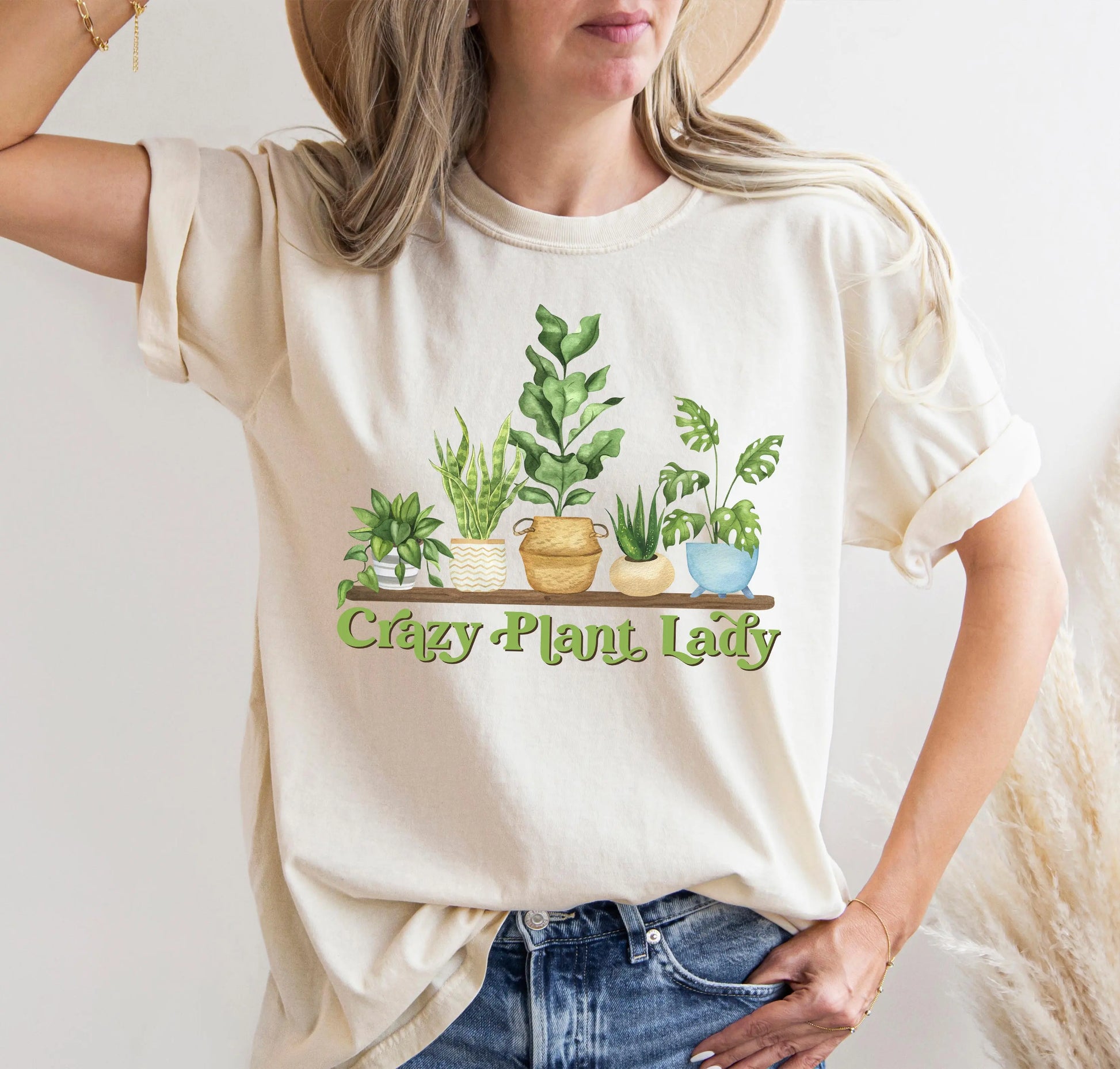 Crazy Plant Lady Garment-Dyed T-shirt Printify