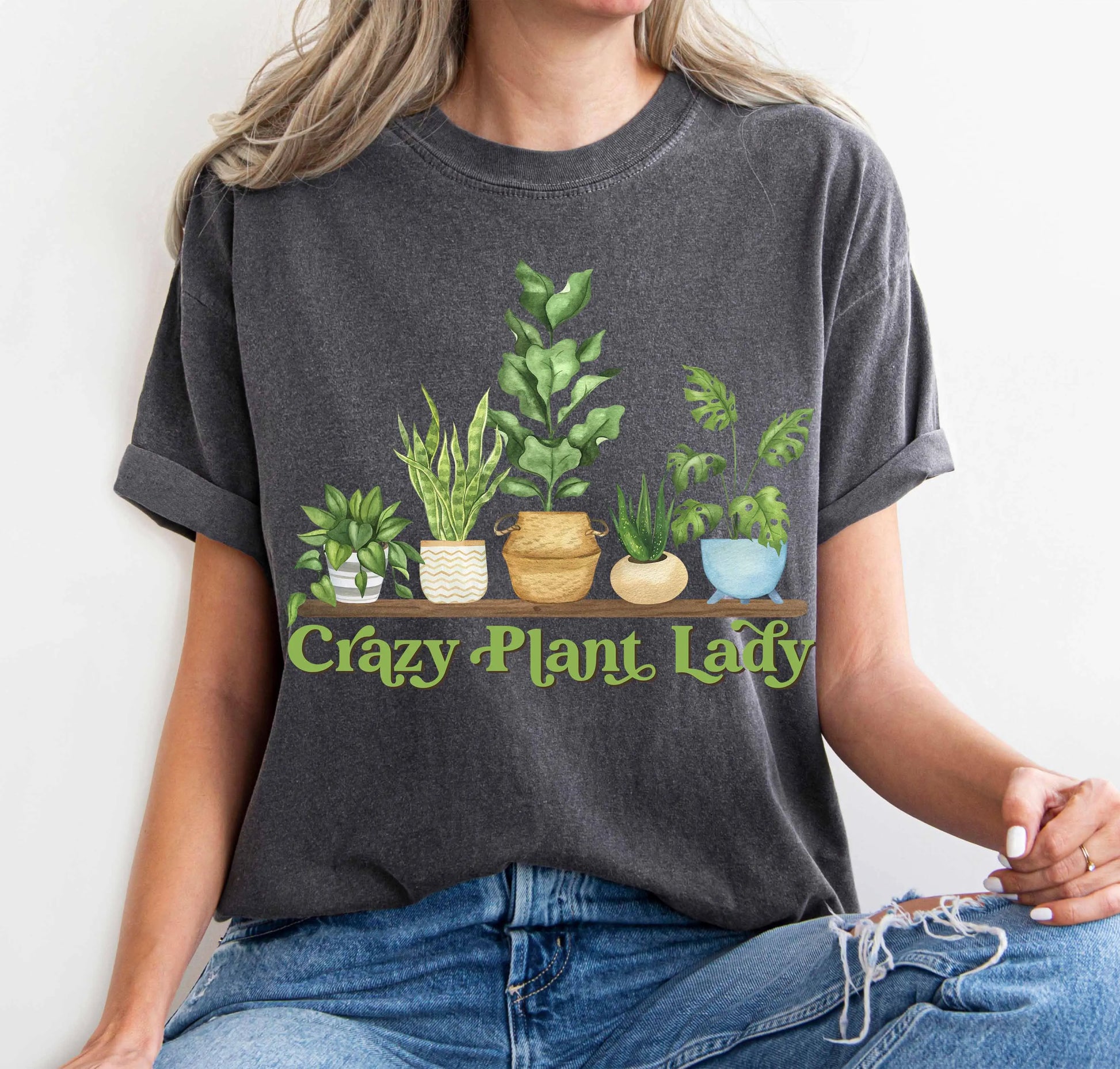 Crazy Plant Lady Garment-Dyed T-shirt Printify