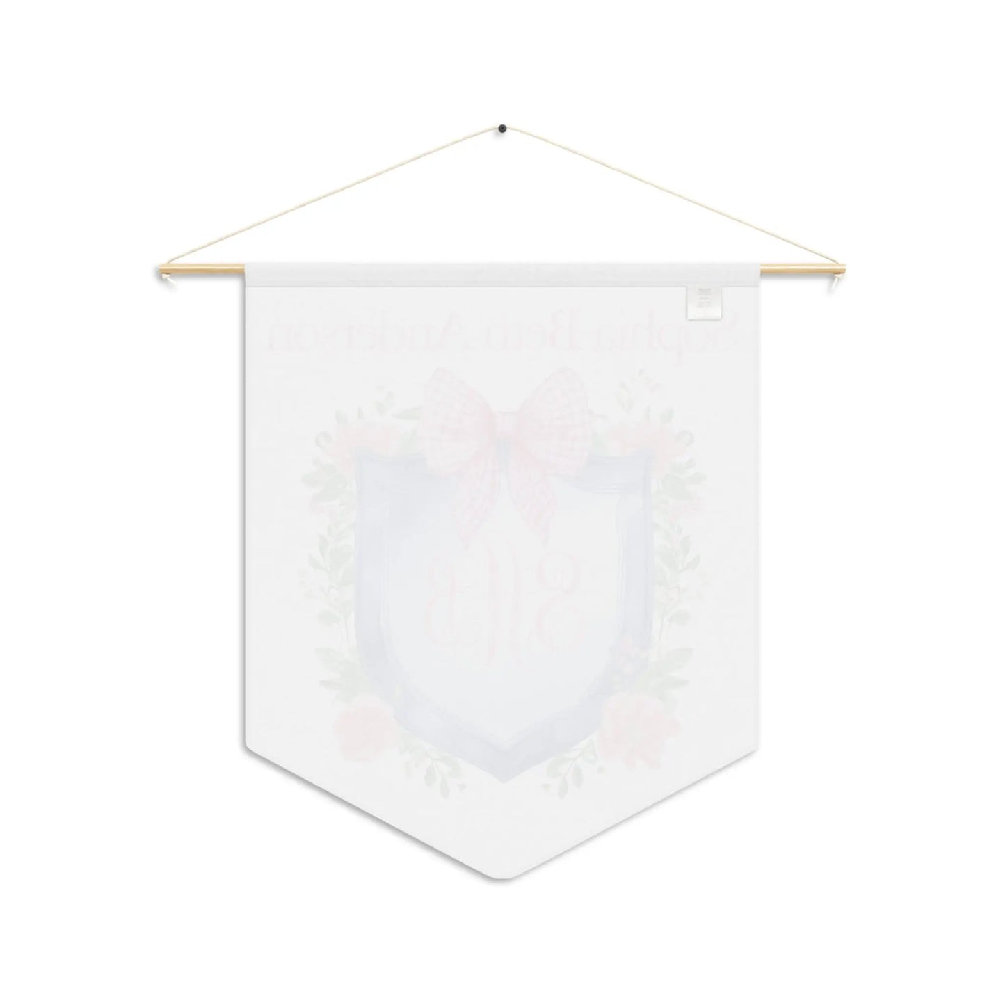 Custom Baby Banner | Blue Crest with Pink Gingham Nursery Pennant Printify