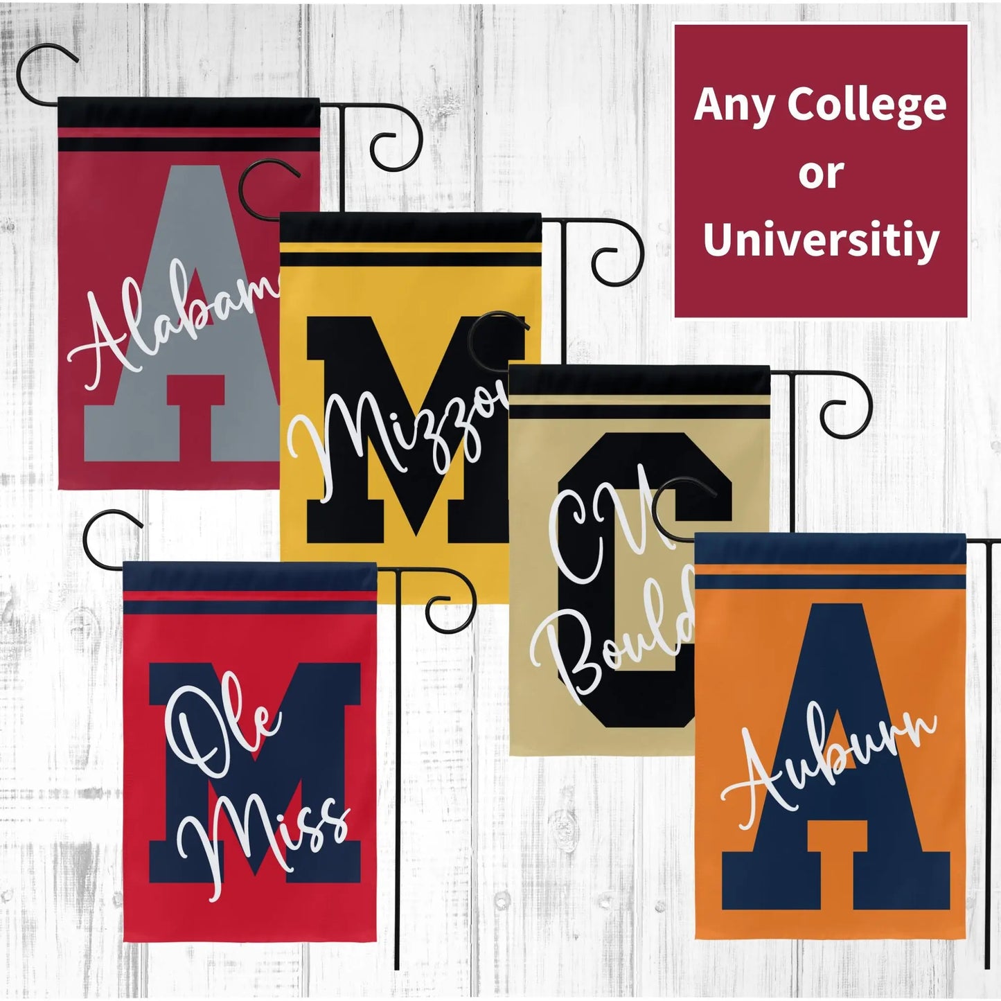 Custom College Letter Garden Flag Amazing Faith Designs