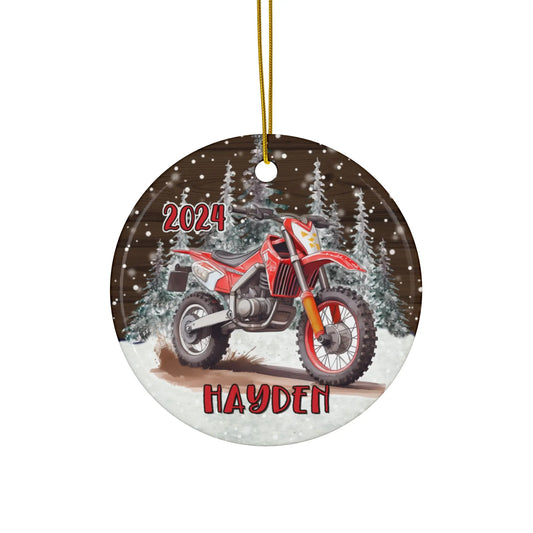 Dirt Bike Ceramic Christmas Ornament Printify