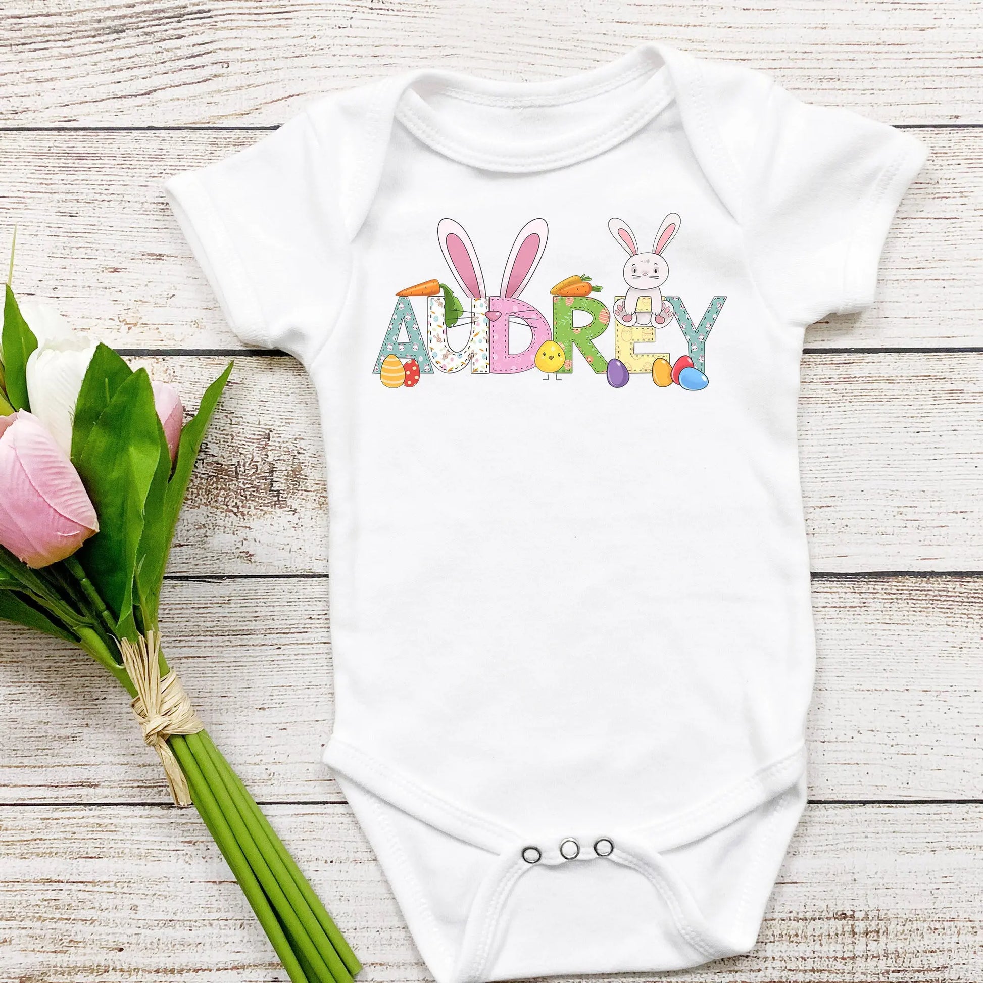 Easter Personalized Baby short sleeve Onesie Amazing Faith Designs