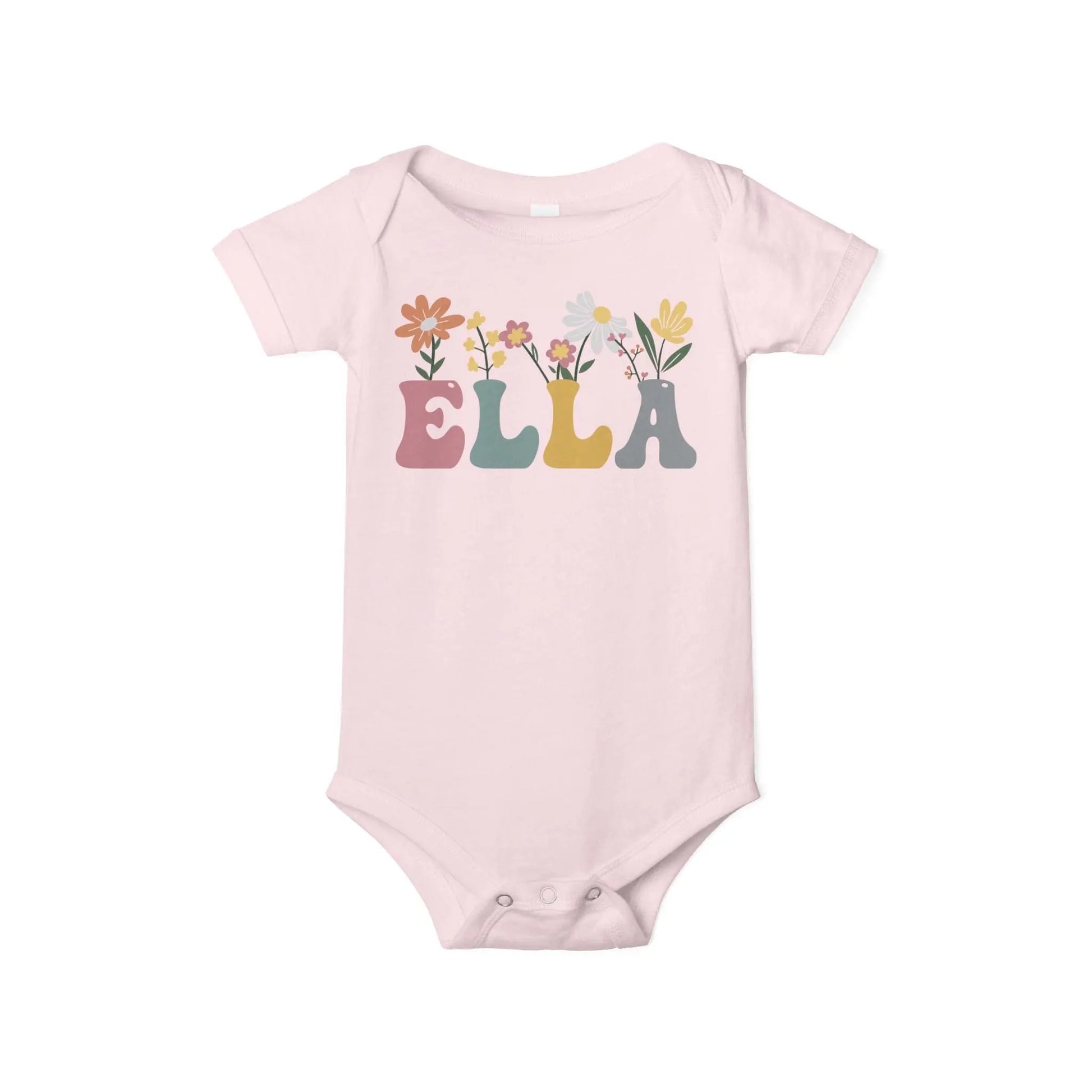 Ella Retro Floral Personalized Infant Bodysuit Printify