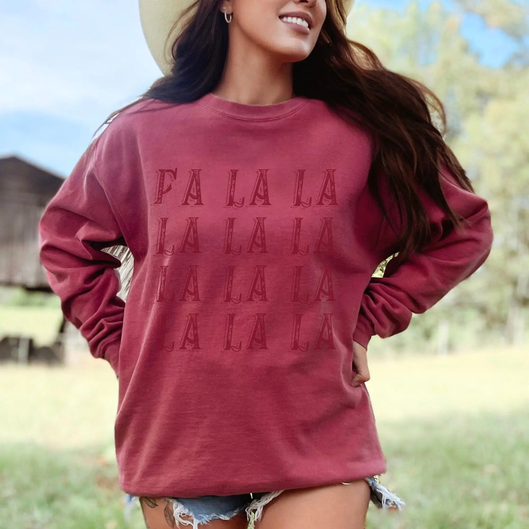 Fa La La Christmas Comfort Colors Sweatshirt Amazing Faith Designs