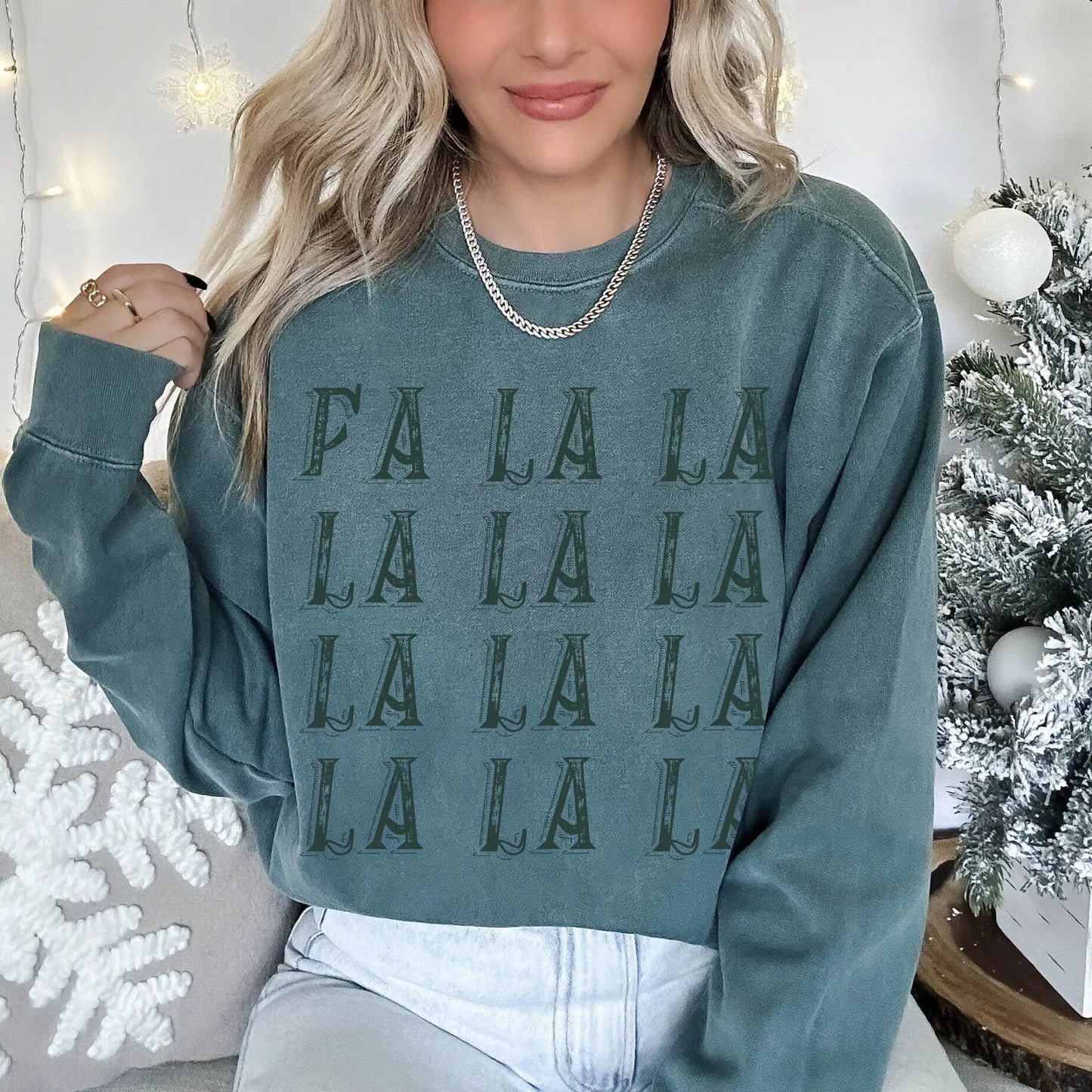 Fa La La Christmas Comfort Colors Sweatshirt Printify