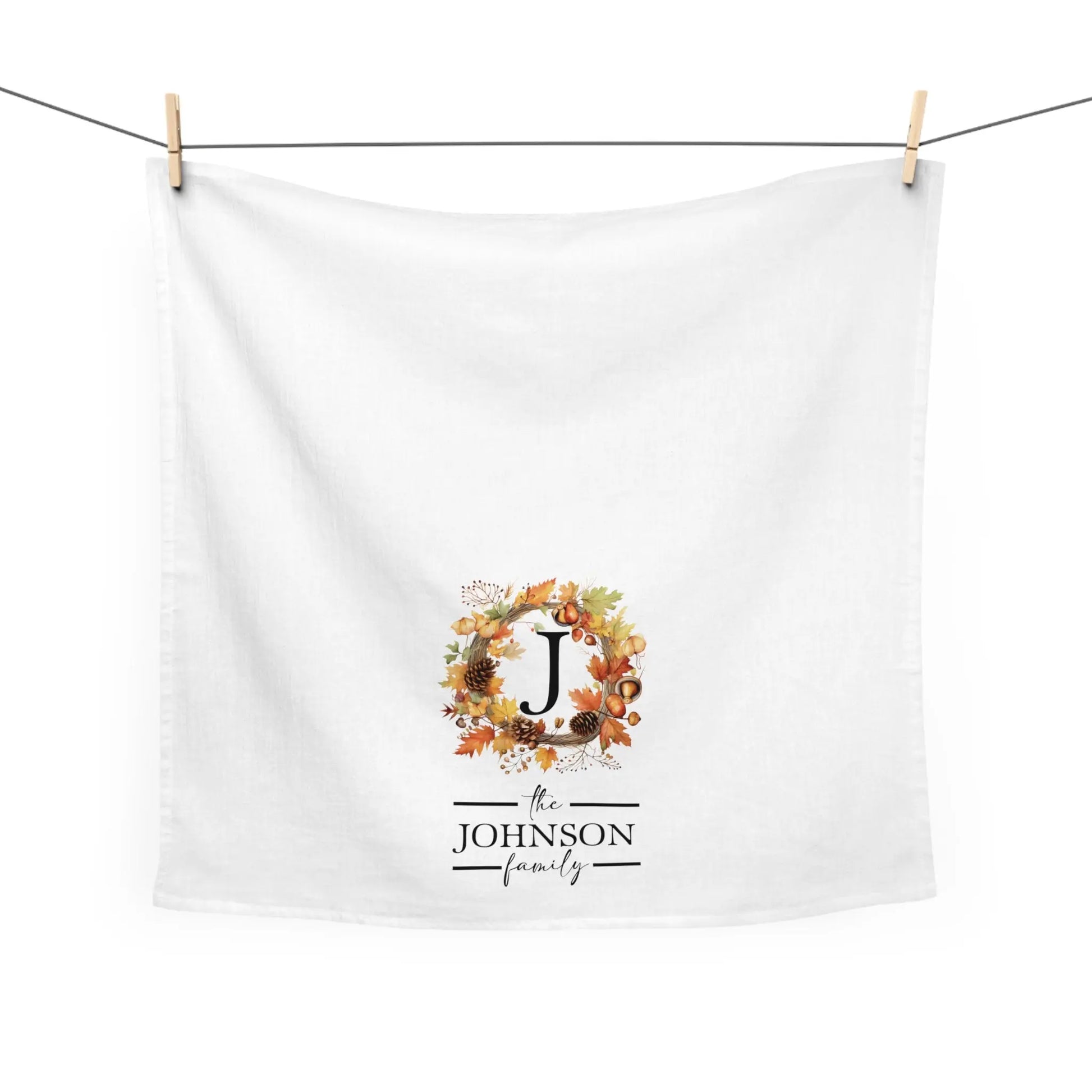 Fall Monogram Tea Towel - Autumn Personalized Tea Towel Printify
