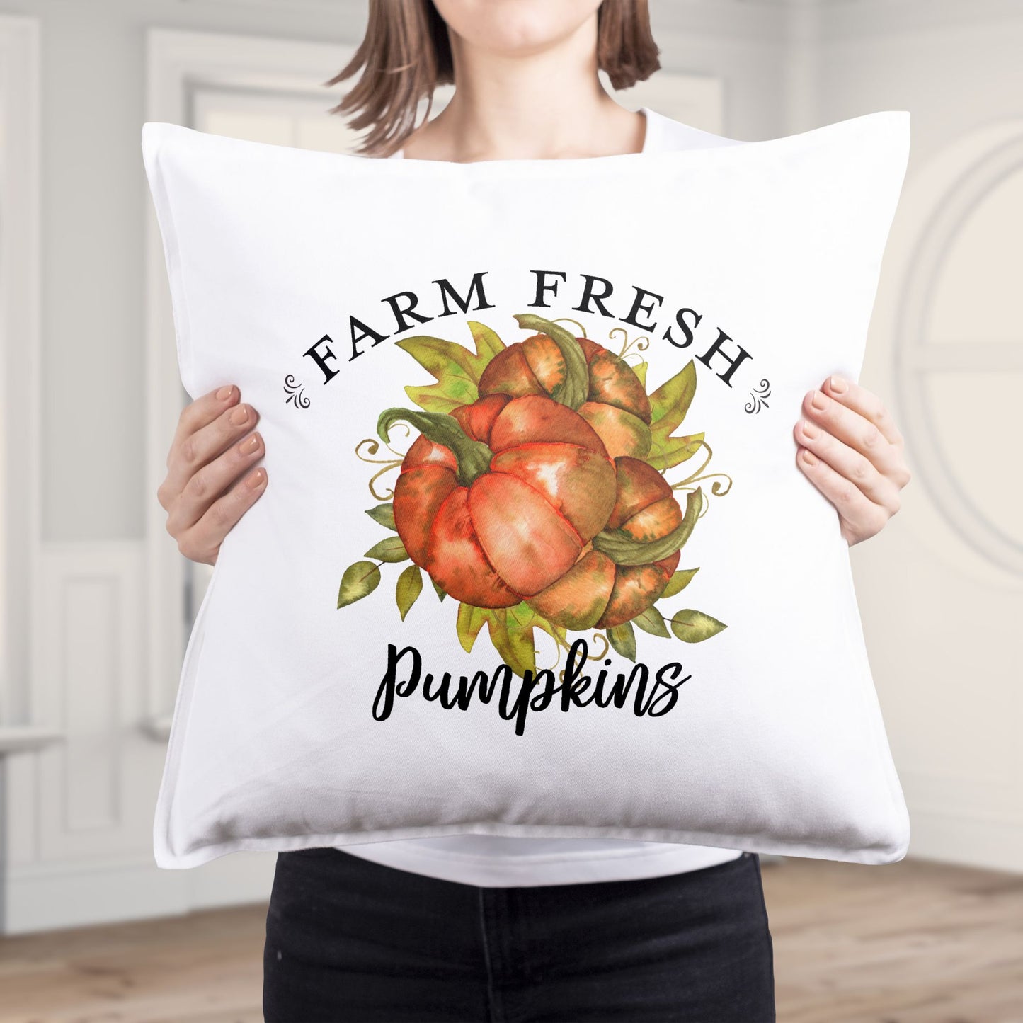 Farm Fresh Pumpkins Throw Pillow Cover - Amazing Faith Designs