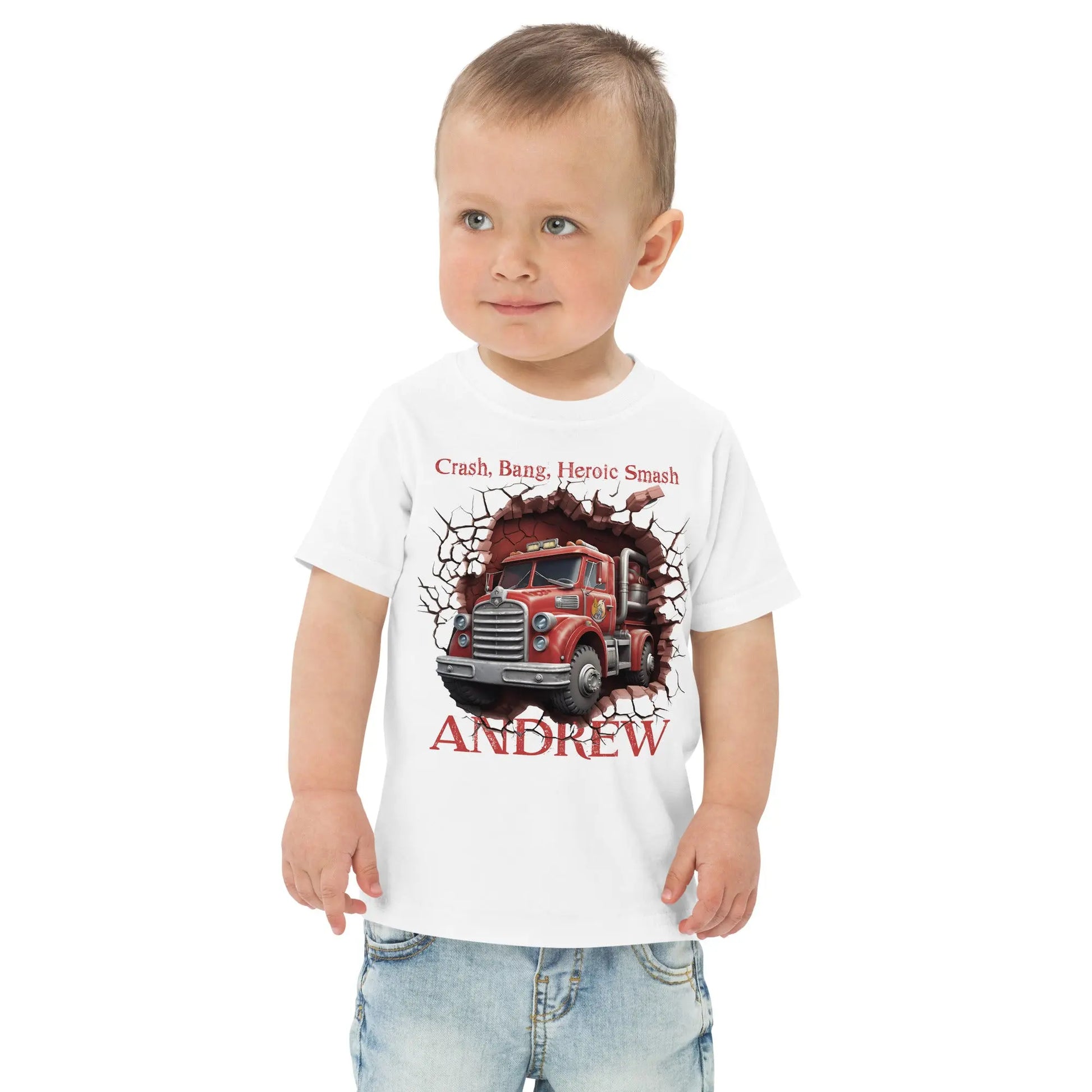 Firetruck Smash Toddler t-shirt Amazing Faith Designs