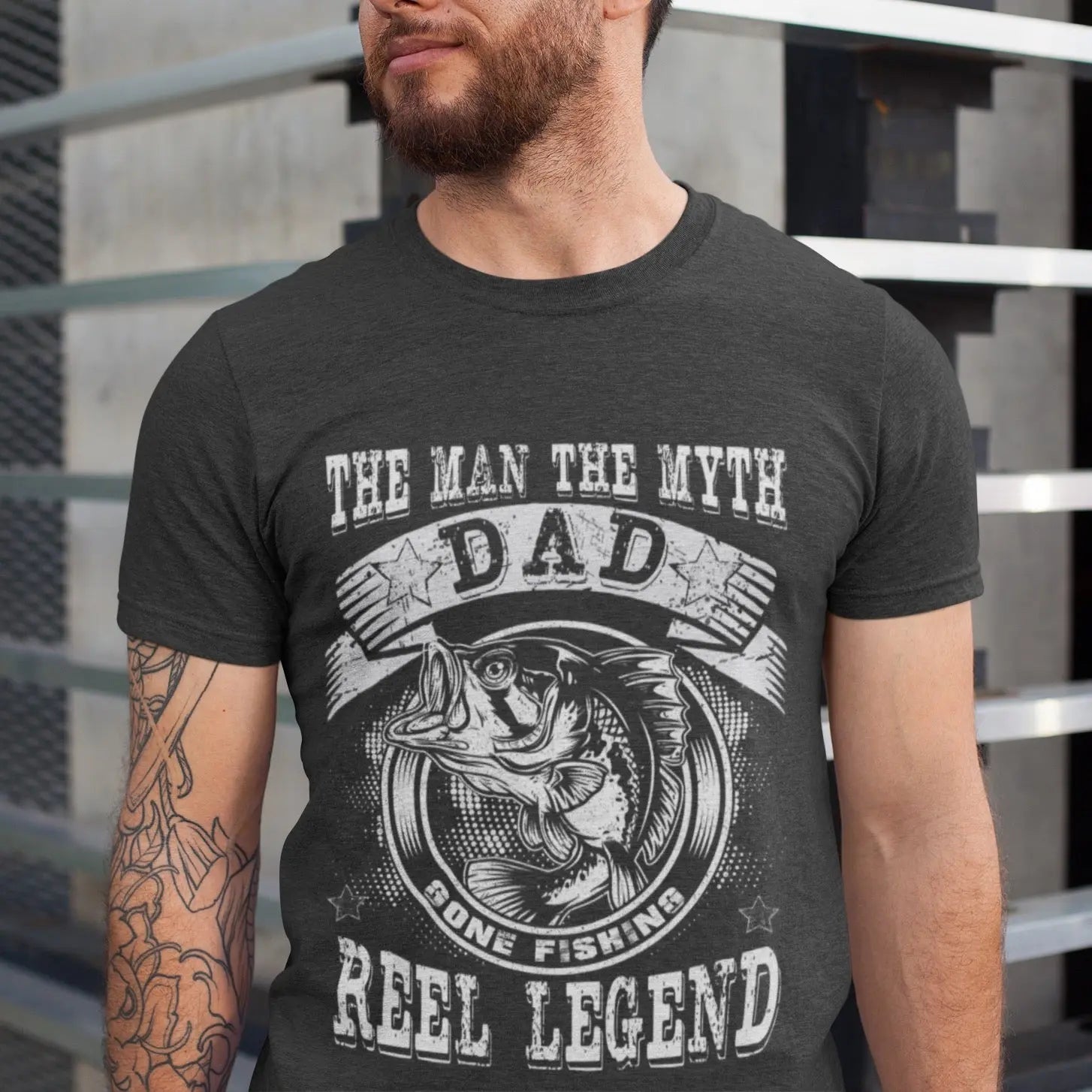Fishing Dad Mens Tee Shirt Dad Gift Fisherman Black Heather / L