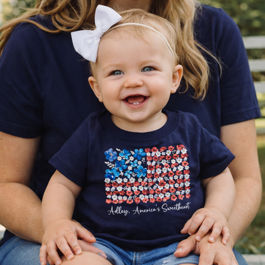 Personalized Floral American Flag Mama and Me Shirts - Amazing Faith Designs
