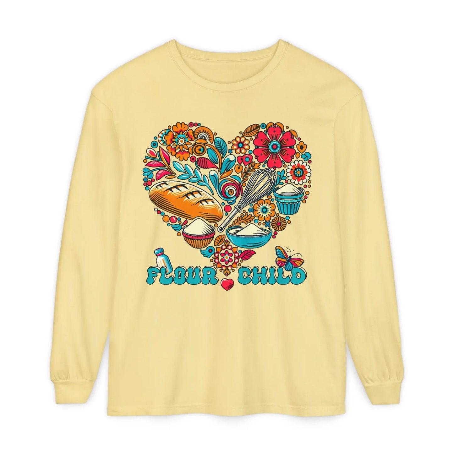 Flour Child Retro Sourdough Baker Long Sleeve Tee Printify