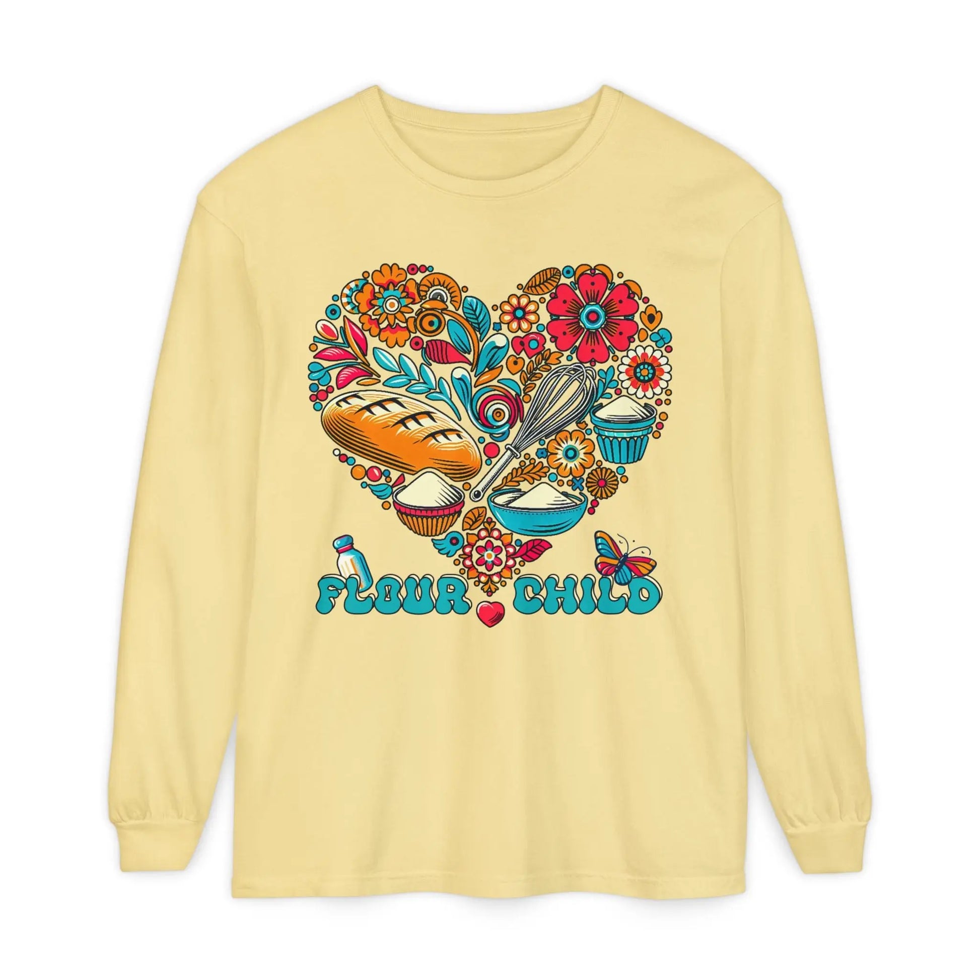Flour Child Retro Sourdough Baker Long Sleeve Tee Printify