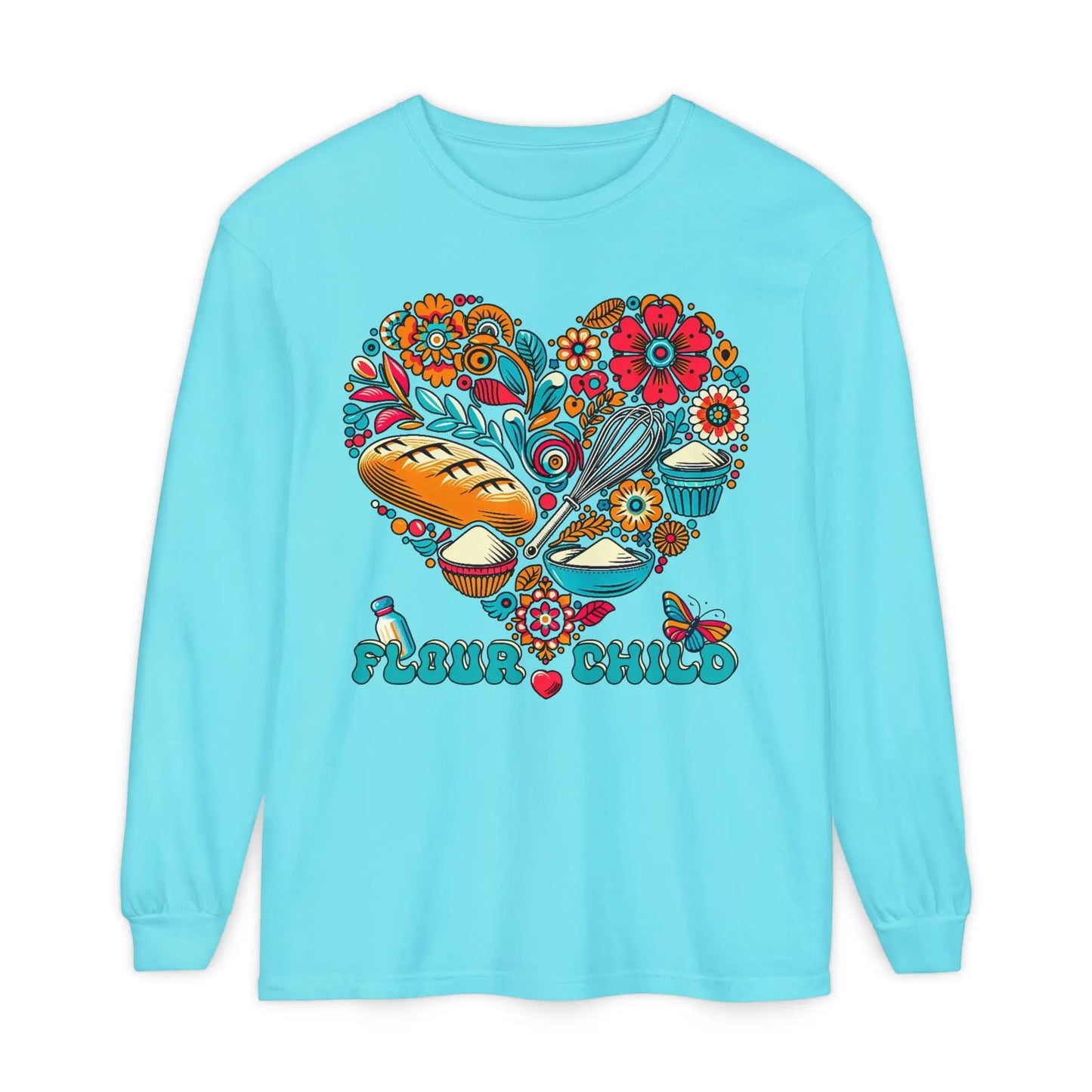 Flour Child Retro Sourdough Baker Long Sleeve Tee Printify