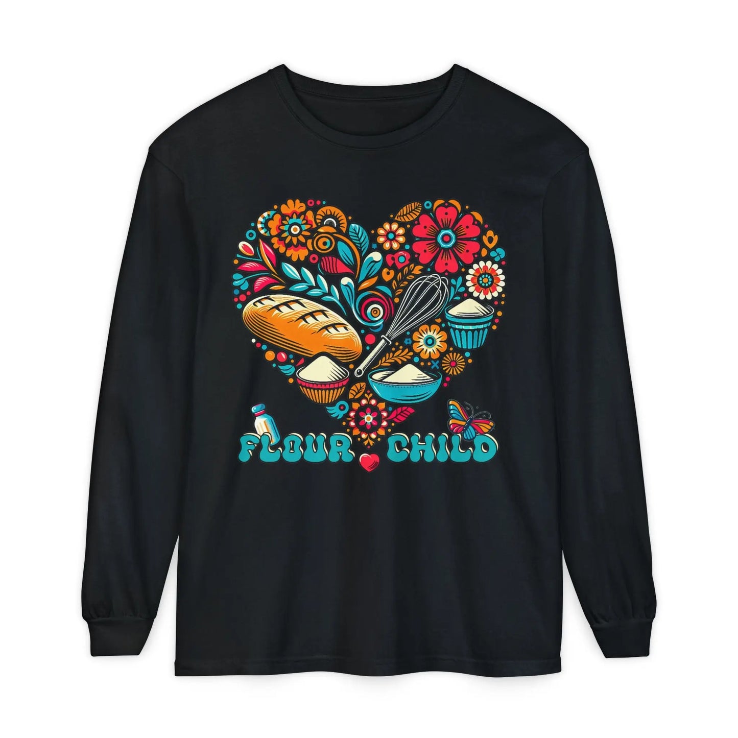 Flour Child Retro Sourdough Baker Long Sleeve Tee Printify
