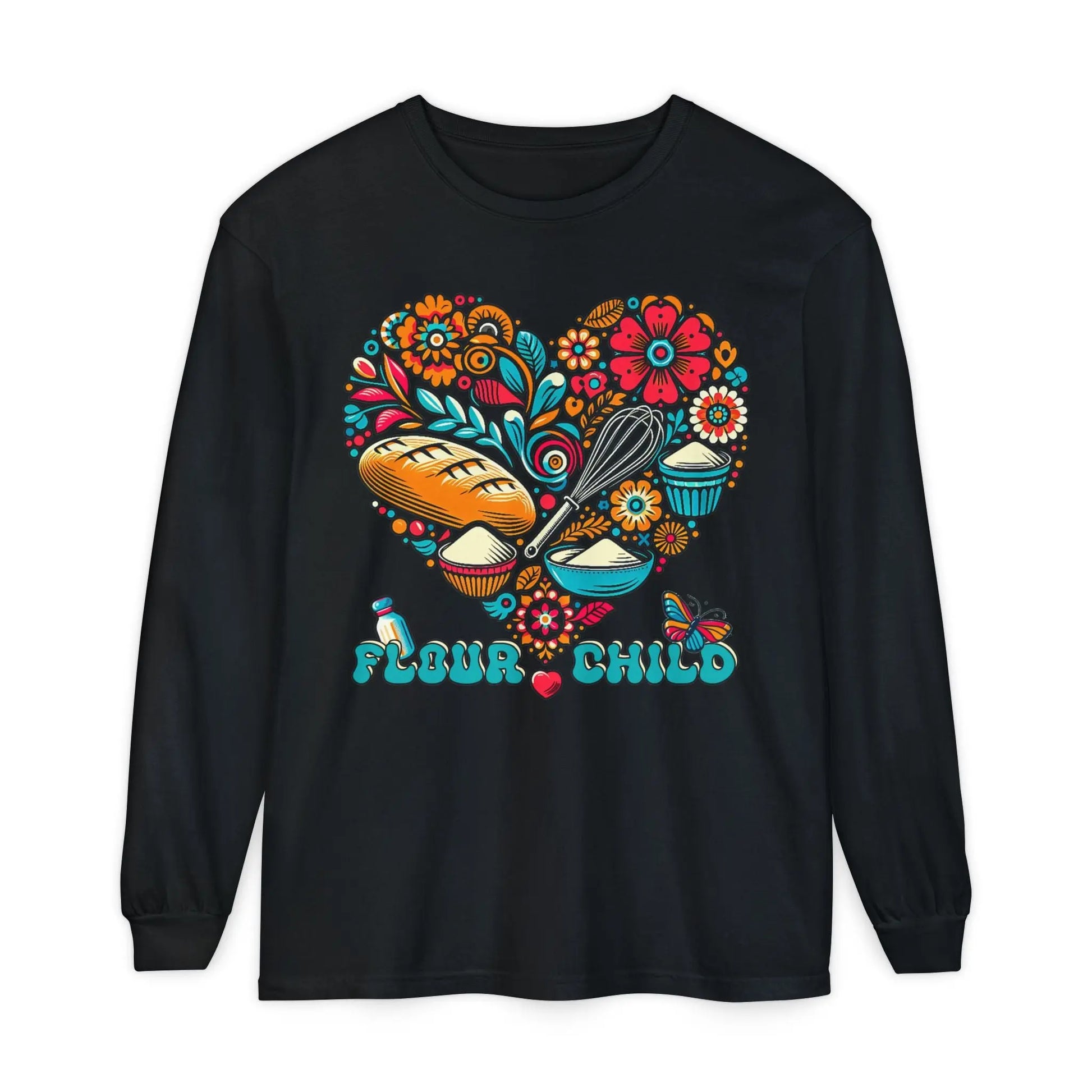 Flour Child Retro Sourdough Baker Long Sleeve Tee Printify
