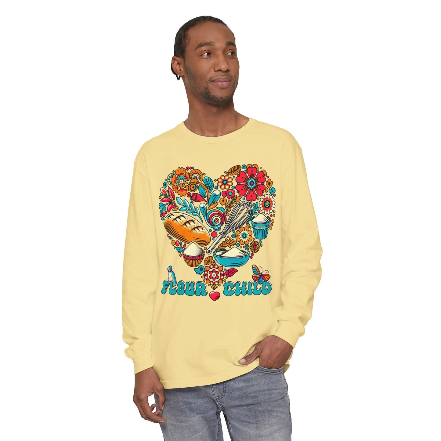 Flour Child Retro Sourdough Baker Long Sleeve Tee Printify