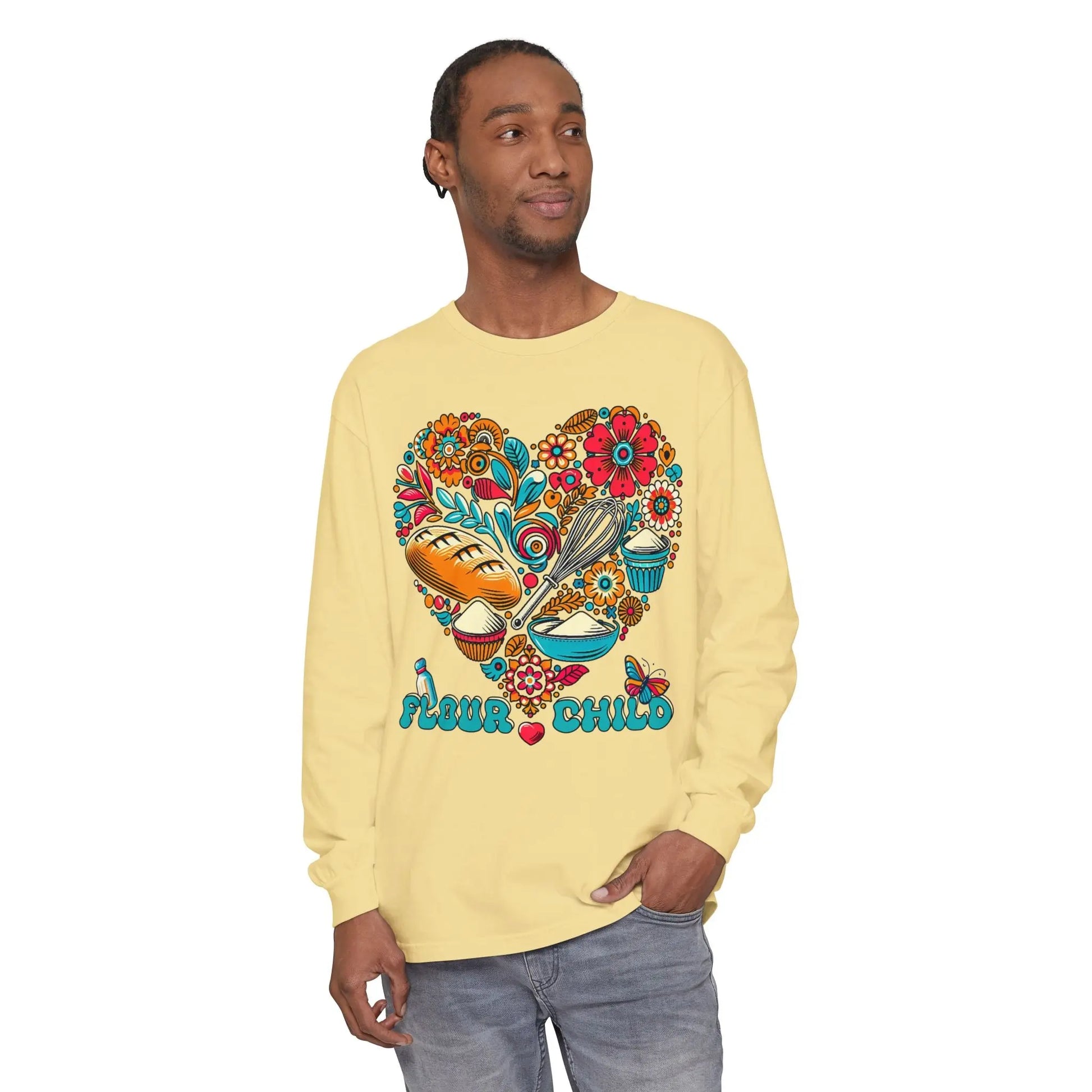 Flour Child Retro Sourdough Baker Long Sleeve Tee Printify