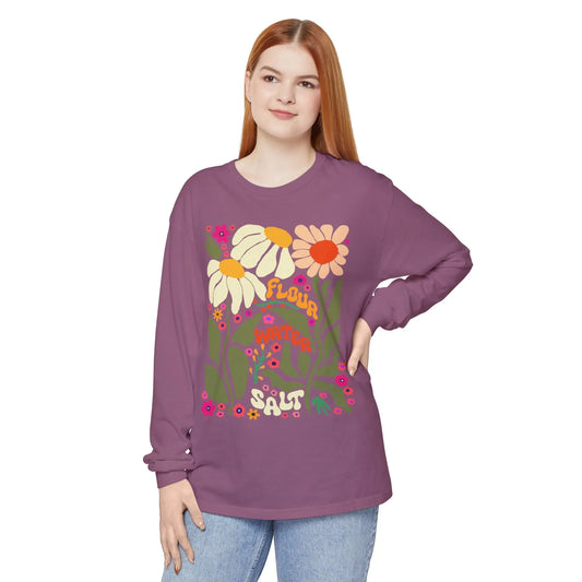 Flour Water Salt Retro Floral Long Sleeve T-Shirt Printify