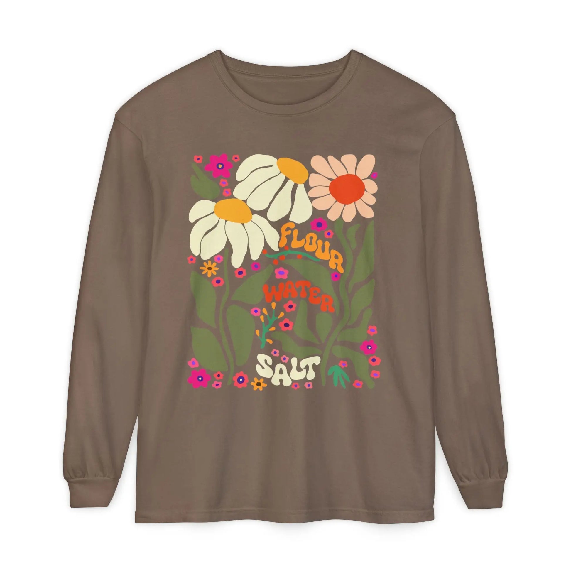 Flour Water Salt Retro Floral Long Sleeve T-Shirt Printify