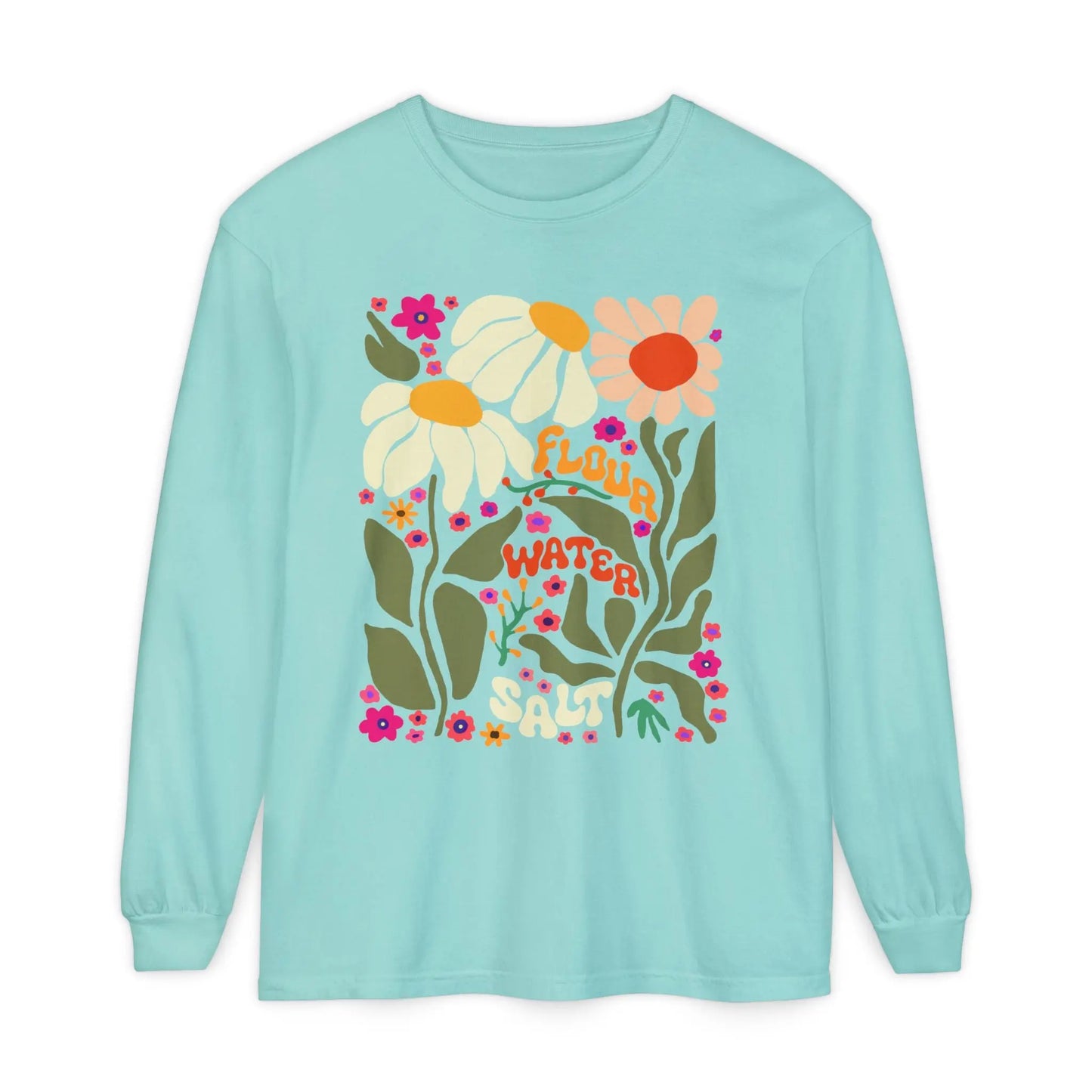 Flour Water Salt Retro Floral Long Sleeve T-Shirt Printify