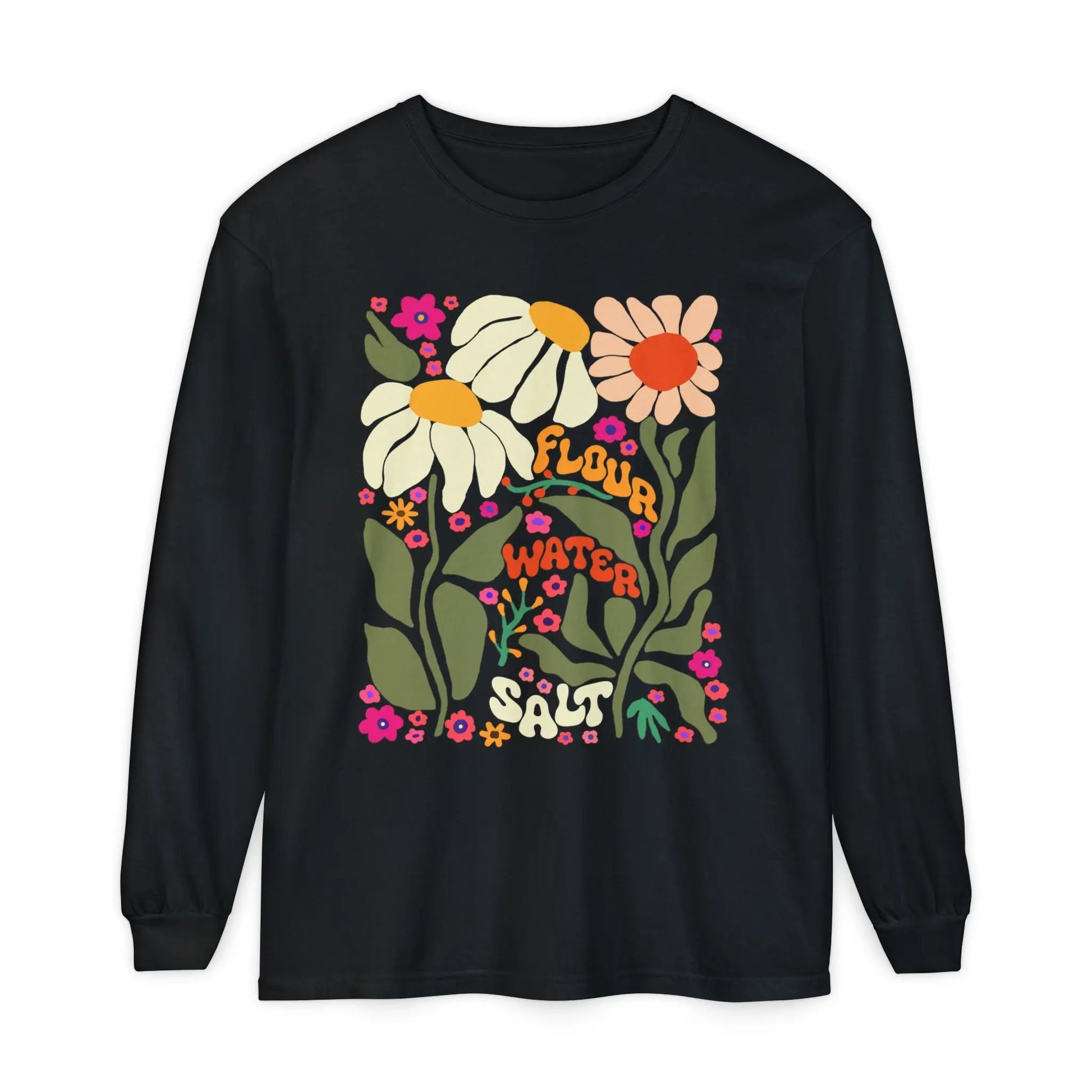 Flour Water Salt Retro Floral Long Sleeve T-Shirt Printify