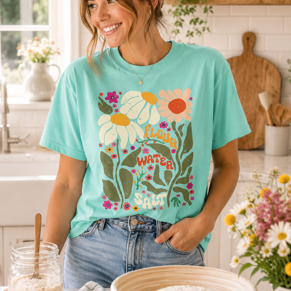 Flour Water Salt Sourdough Floral Unisex T-Shirt
