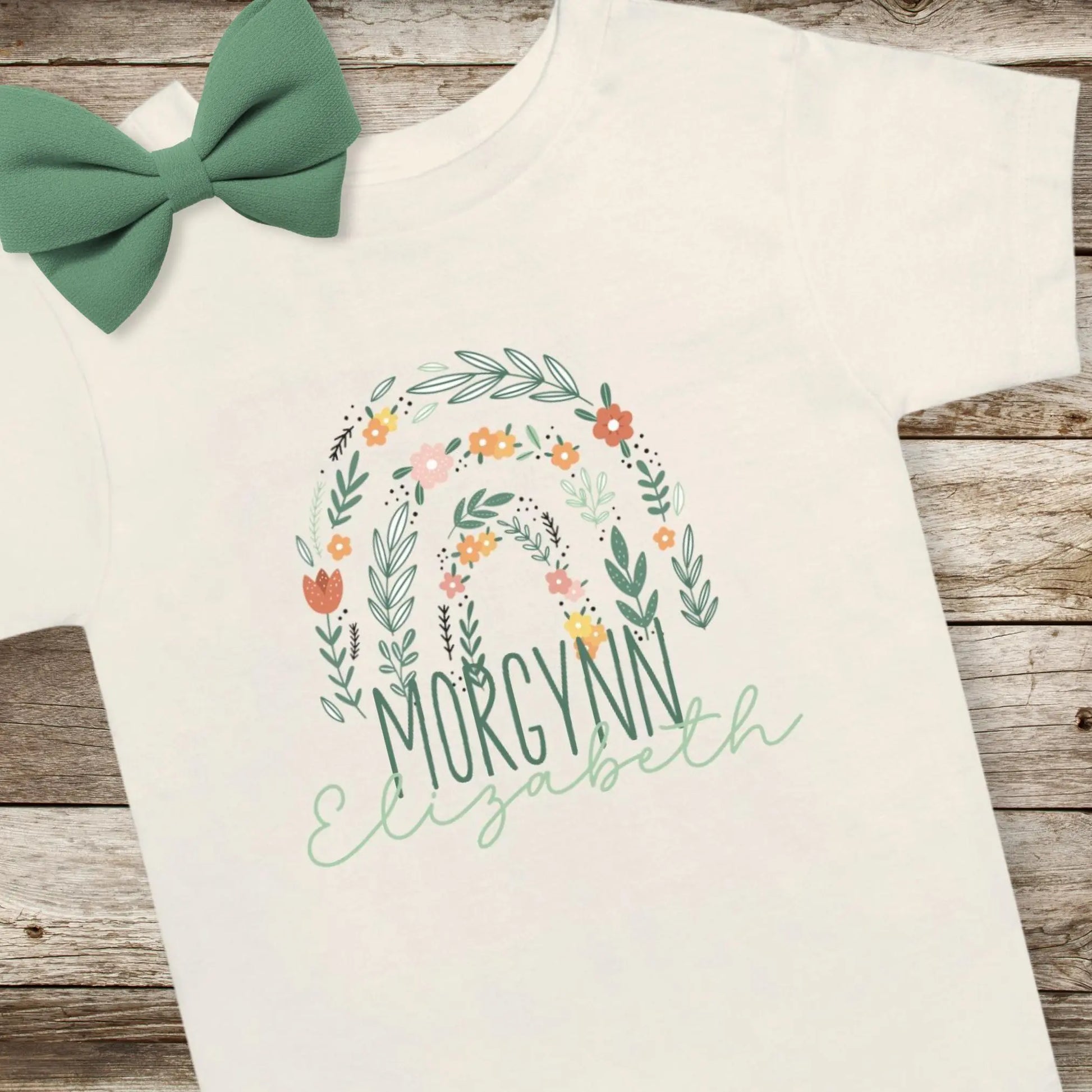 Flower Rainbow Personalized Toddler Tshirt Amazing Faith Designs