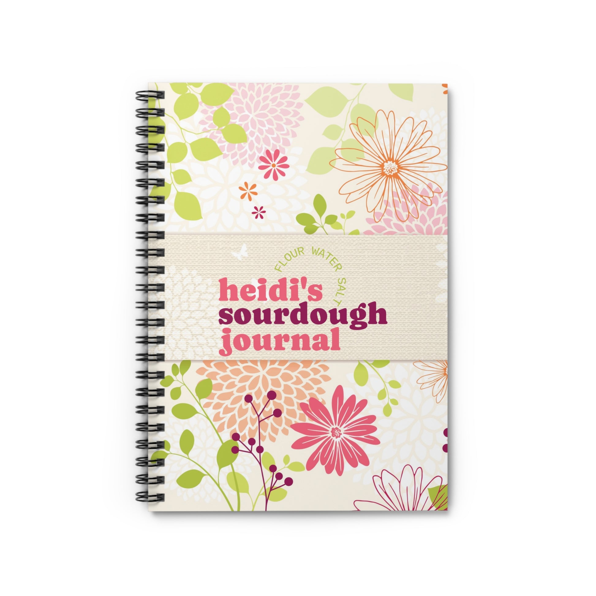 Sourdough Journal Spiral Notebook (Floral) — Personalized Recipe & Starter Log - Amazing Faith Designs