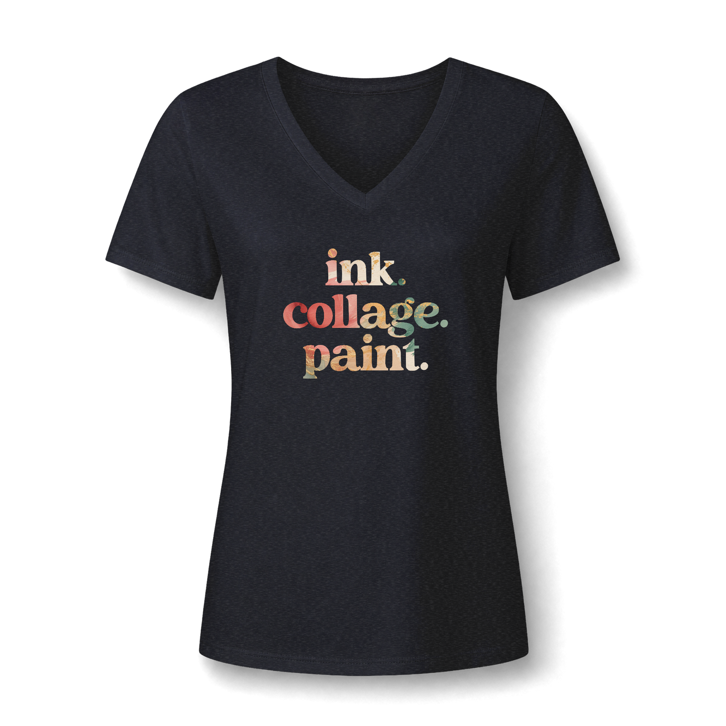 Ink Collage Paint Women's V-Neck T-Shirt for Mixed Media Artists