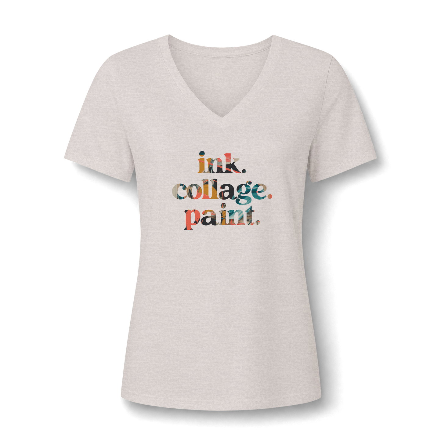 Ink Collage Paint Women's V-Neck T-Shirt for Mixed Media Artists