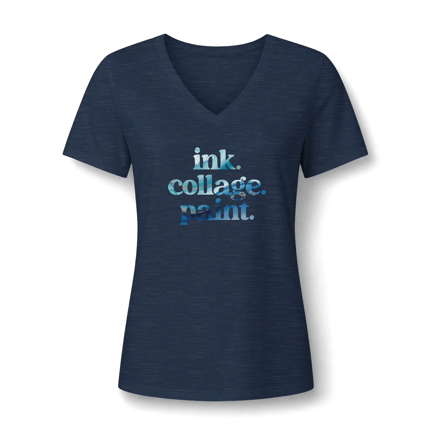 Ink Collage Paint Women's V-Neck T-Shirt for Mixed Media Artists