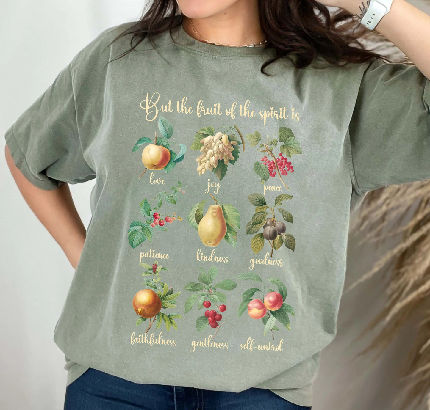 Fruit of the Spirit Garment-Dyed T-shirt, Christian Shirt, Cottagecore Shirt Printify