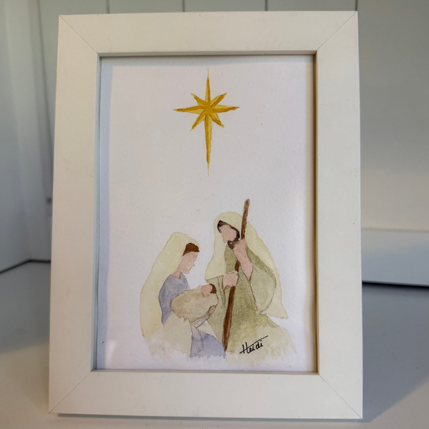 Minimalist Nativity Original Watercolor Painting - Amazing Faith Designs