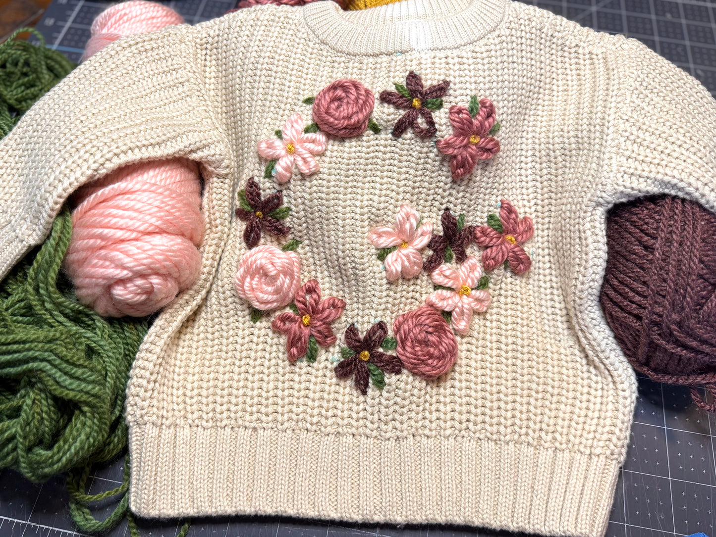 Embroidered Flower Initial Sweater - Amazing Faith Designs