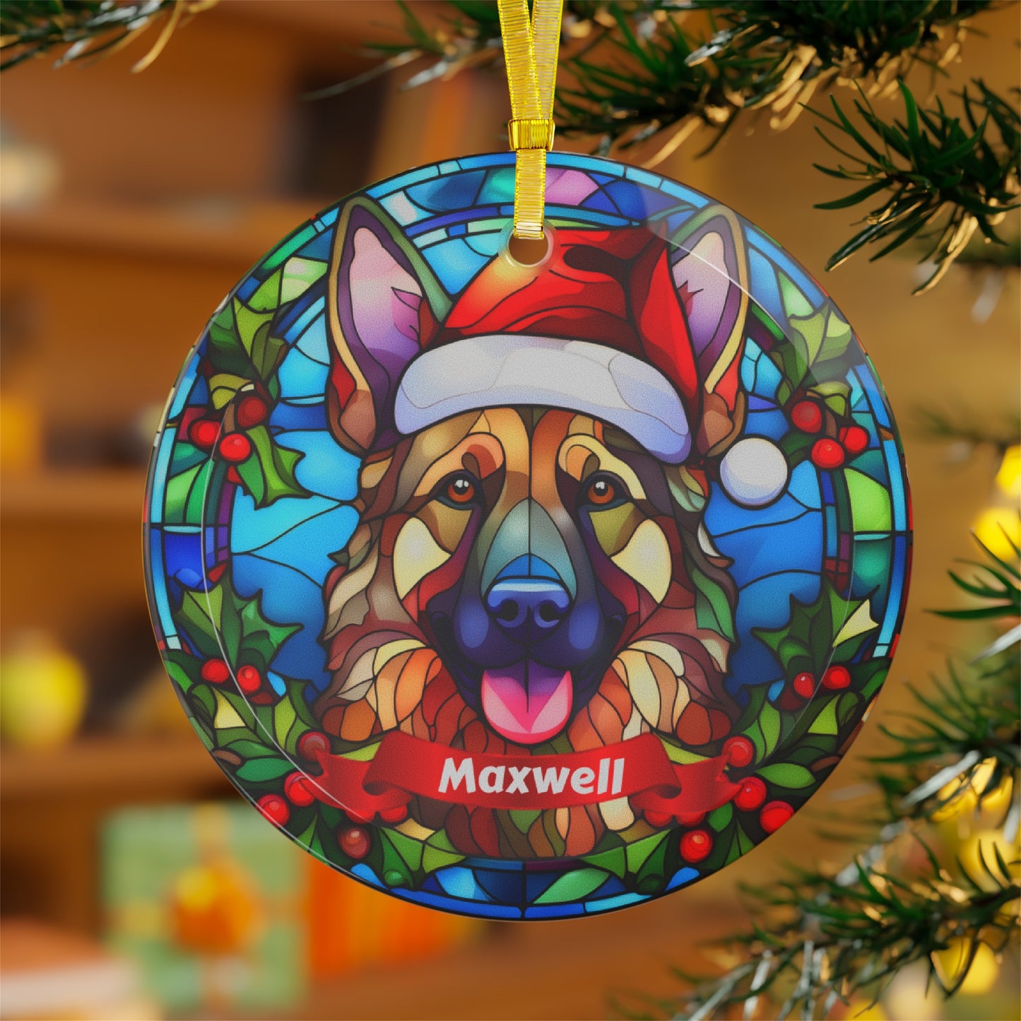 Personalized Dog Beveled Glass Christmas Ornament - Amazing Faith Designs