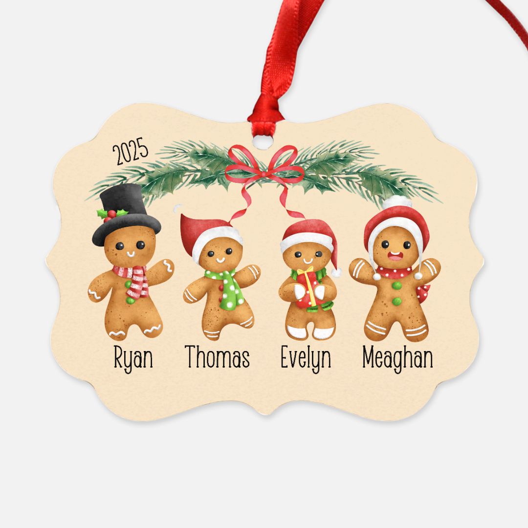 Gingerbread Family Ornament, Custom Christmas Keepsake - Amazing Faith Designs