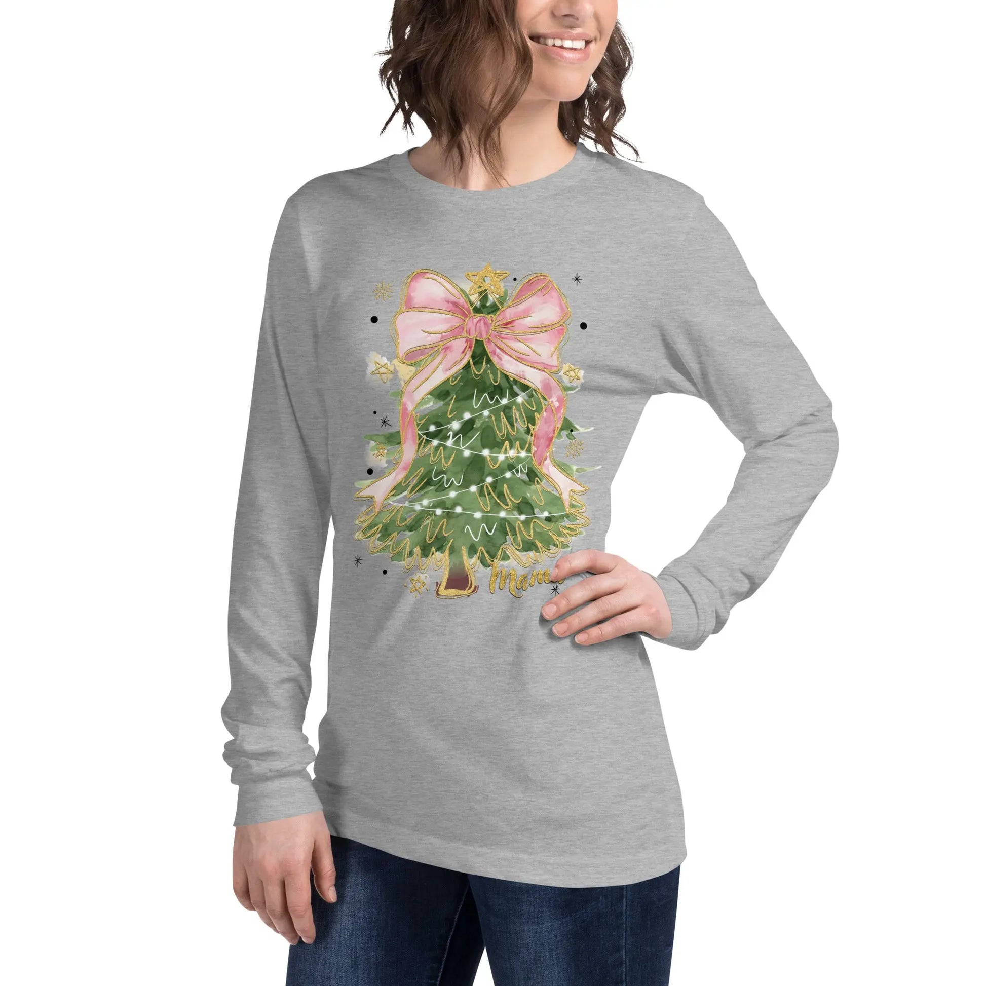 Glitter Christmas Tree Long Sleeve Tee Amazing Faith Designs