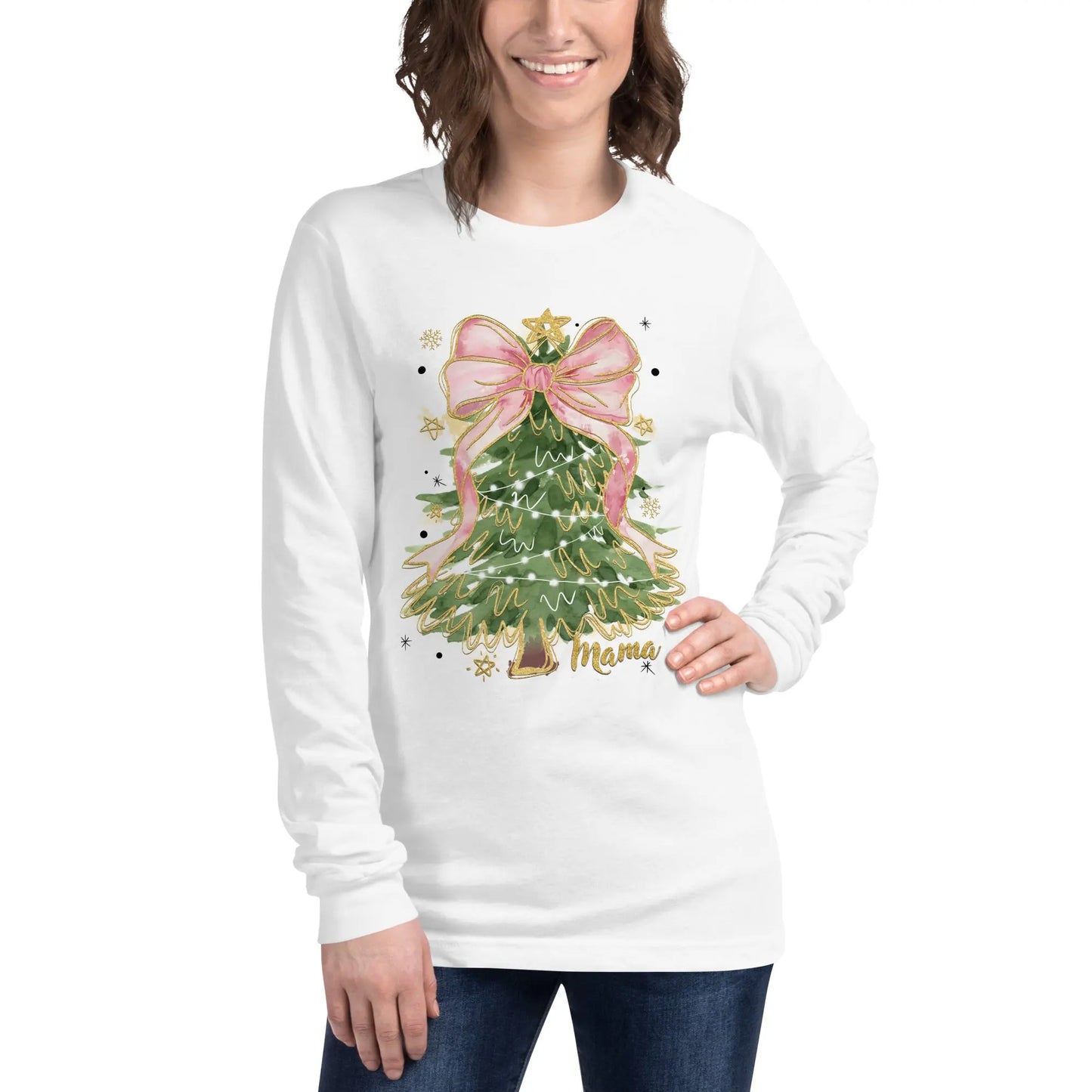 Glitter Christmas Tree Long Sleeve Tee Amazing Faith Designs