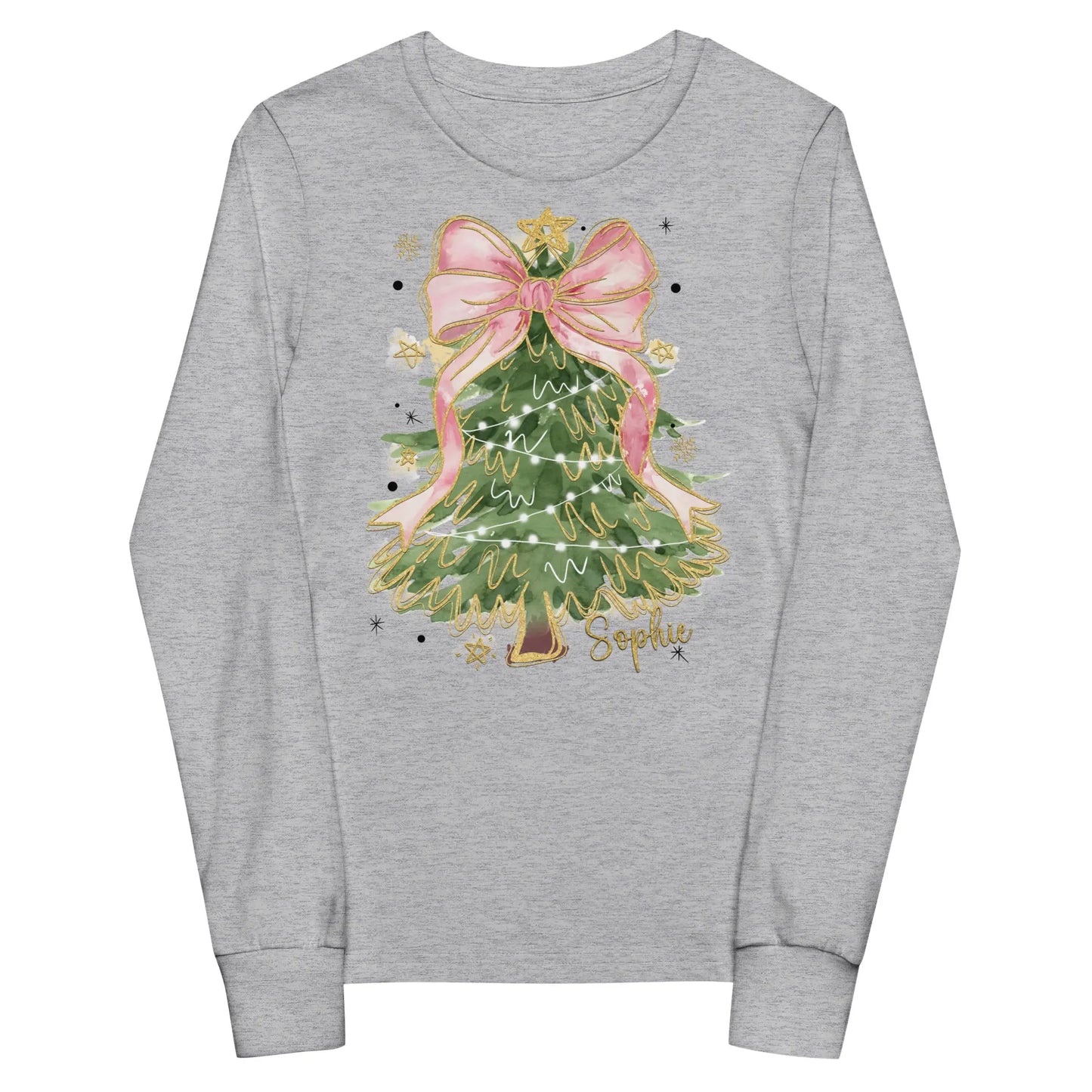 Glitter Christmas Tree Youth long sleeve tee Amazing Faith Designs