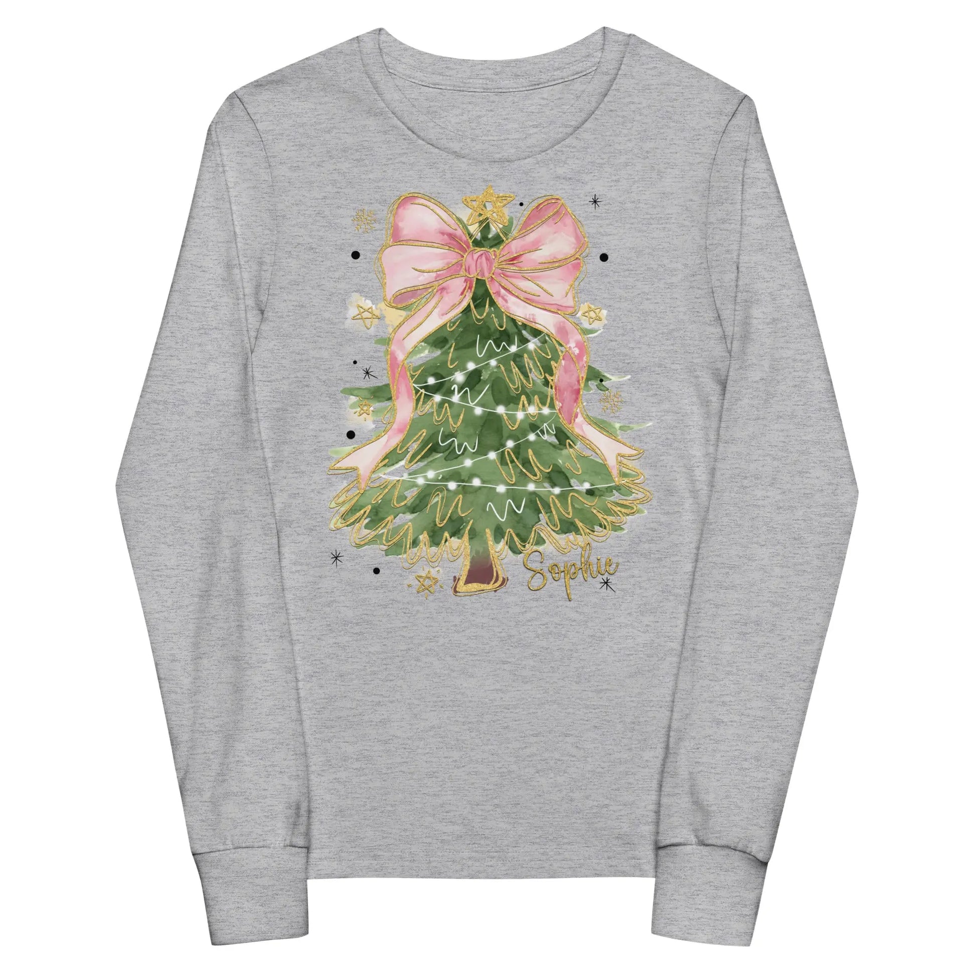 Glitter Christmas Tree Youth long sleeve tee Amazing Faith Designs