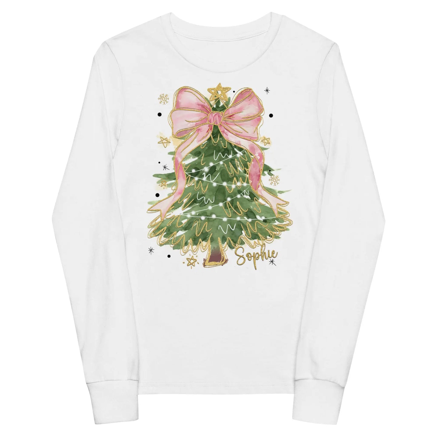 Glitter Christmas Tree Youth long sleeve tee Amazing Faith Designs