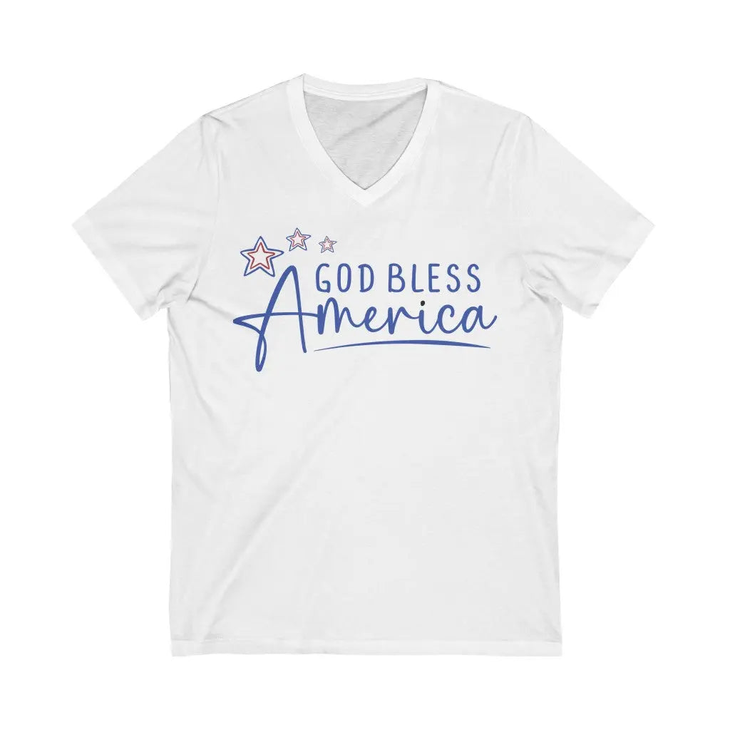 God Bless America Patriotic V-Neck Christian T-shirt - Amazing Faith Designs